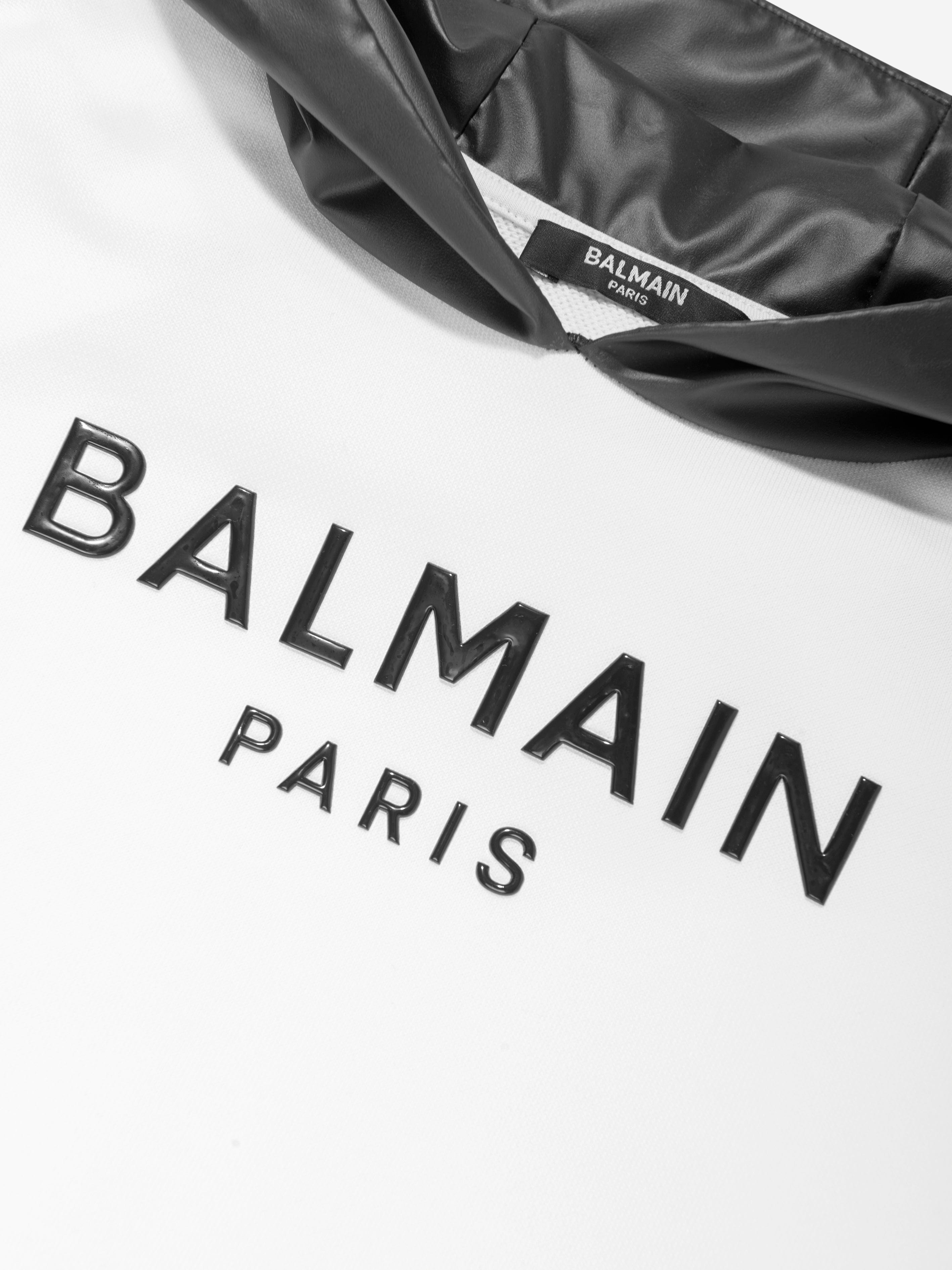 Balmain Boys Paris Logo Hoodie in White
