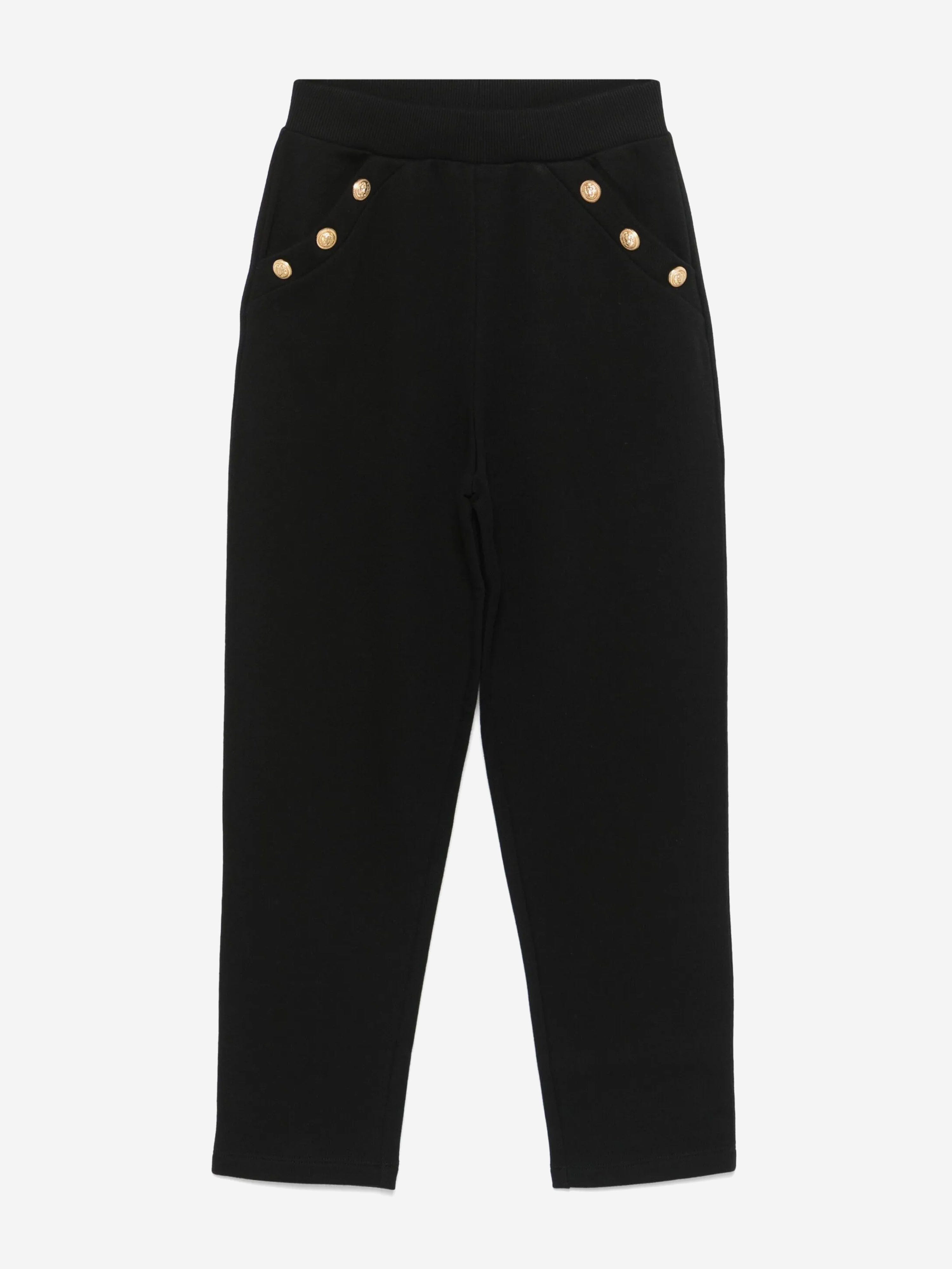 Balmain Girls Logo Button Joggers in Black