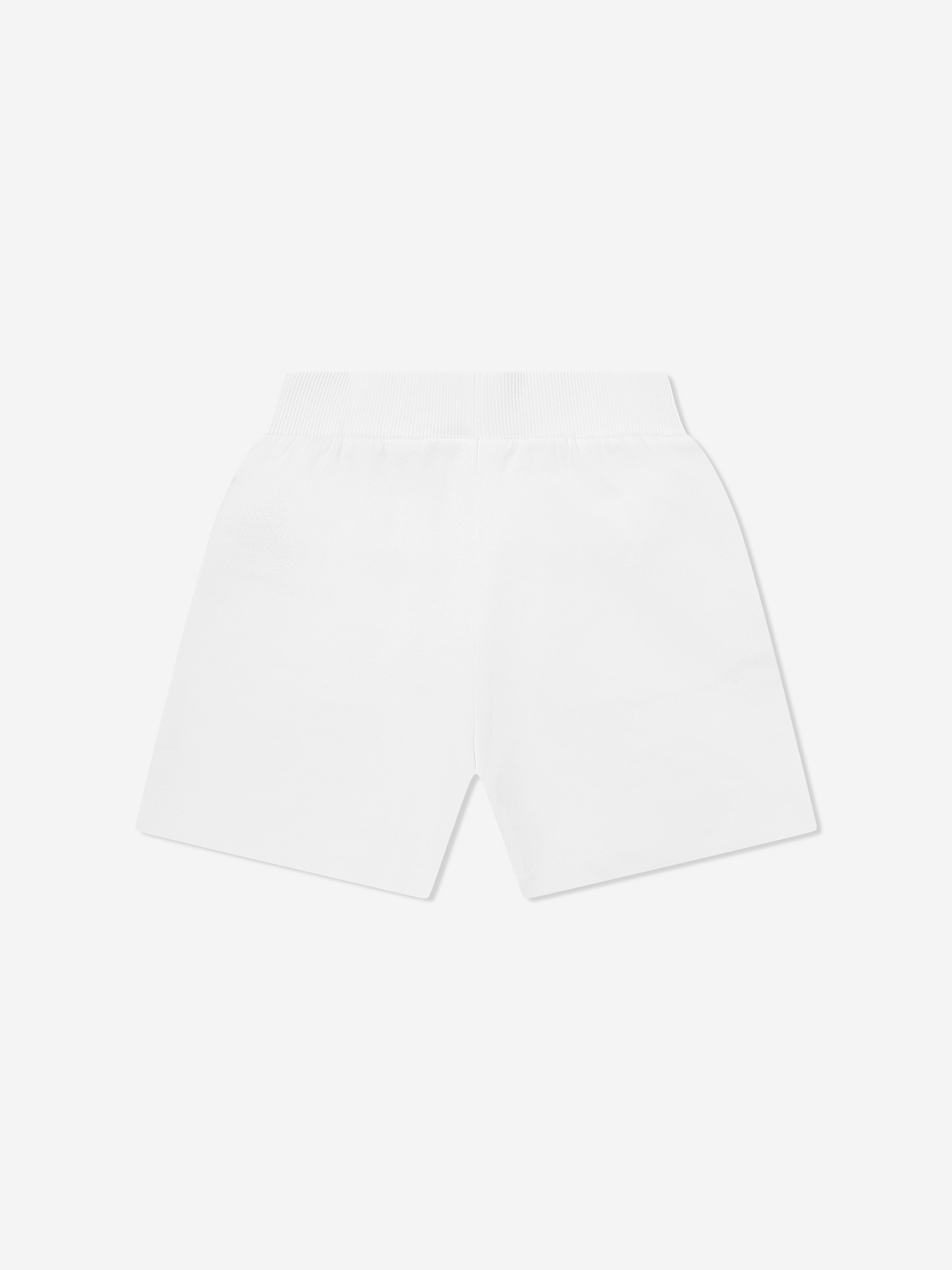 Balmain Girls Logo Button Shorts in White