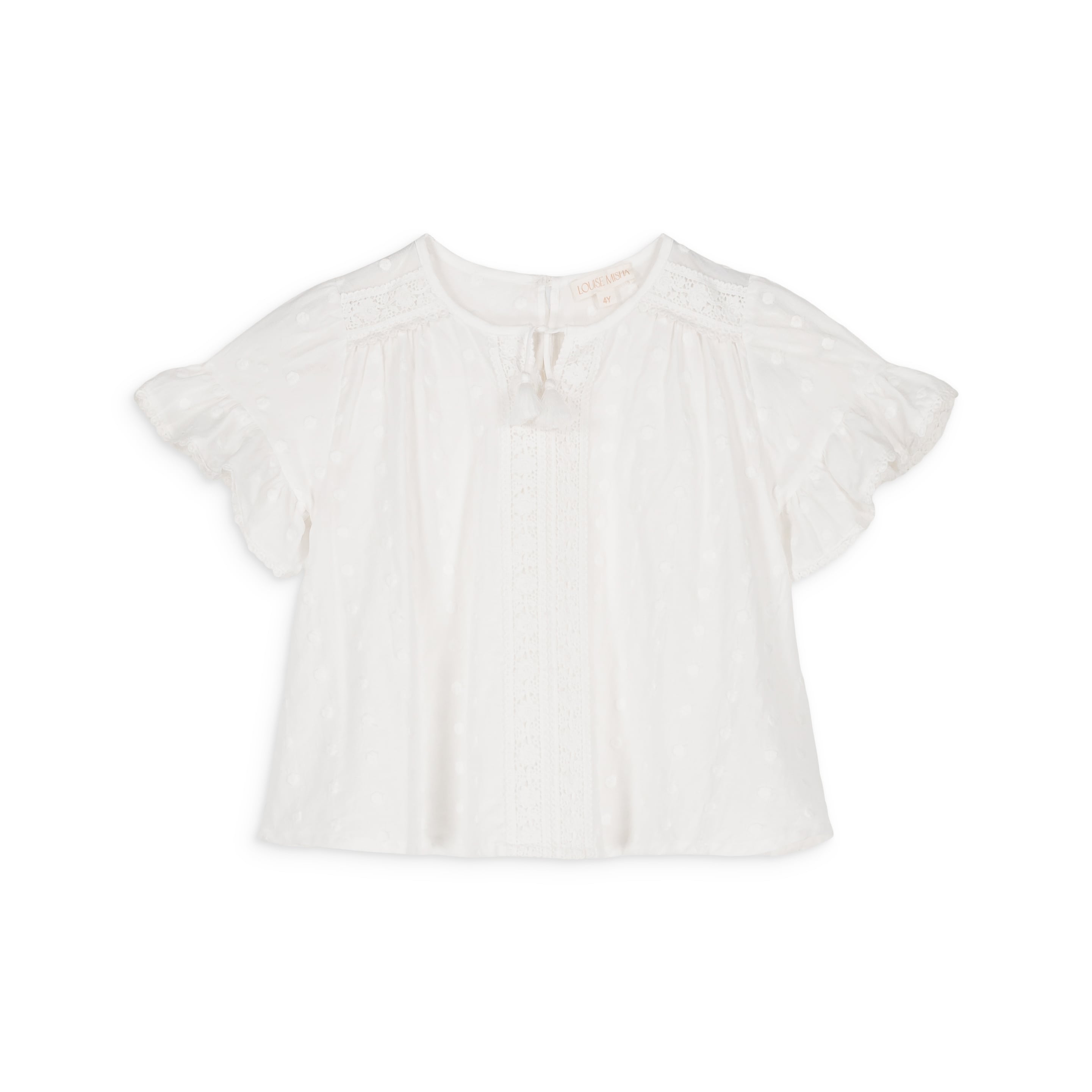 Girls White Ruffled Cotton Top