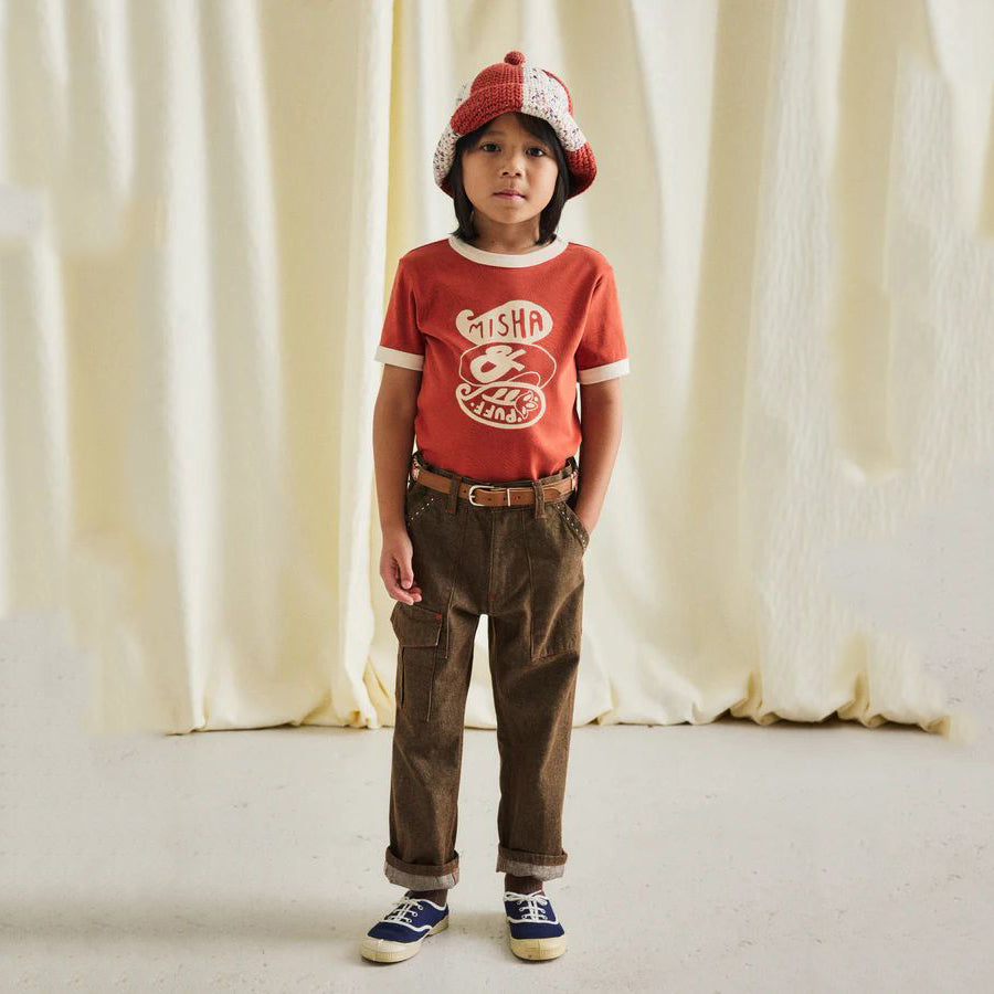 Boys & Girls Brick Red Printed Cotton T-Shirt