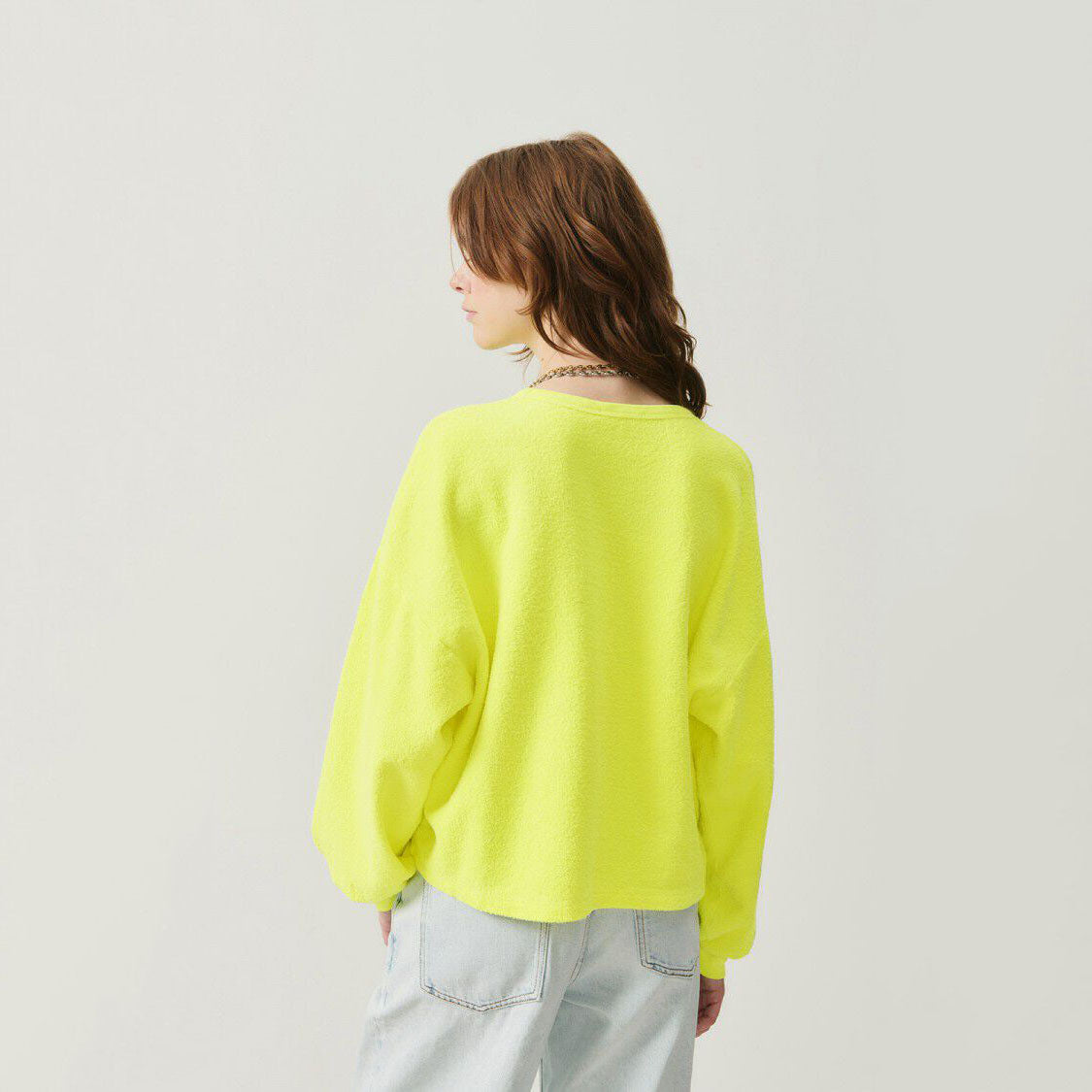 Women Fluo Yellow Cotton Sweatshirt