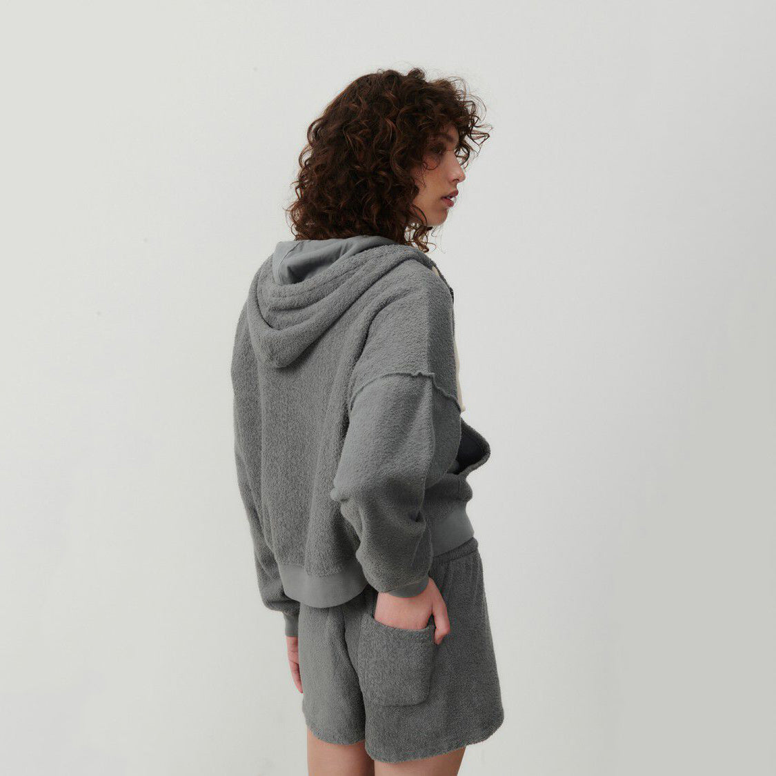Women Dark Grey Cotton Zip-Up Top