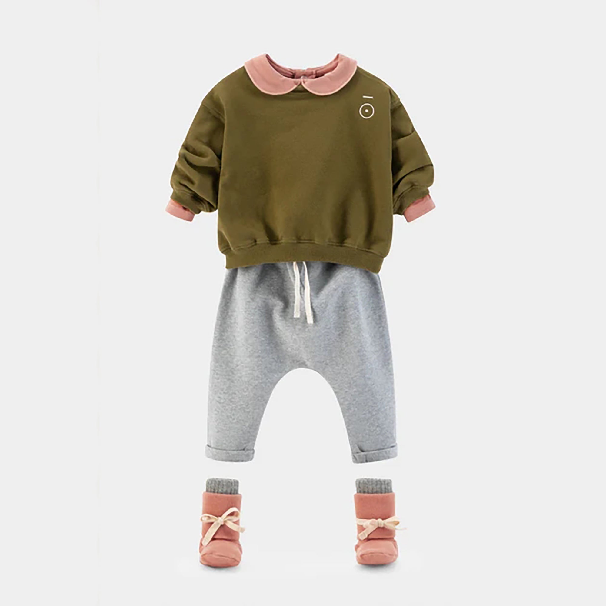 Baby Boys & Girls Grey Cotton Trousers