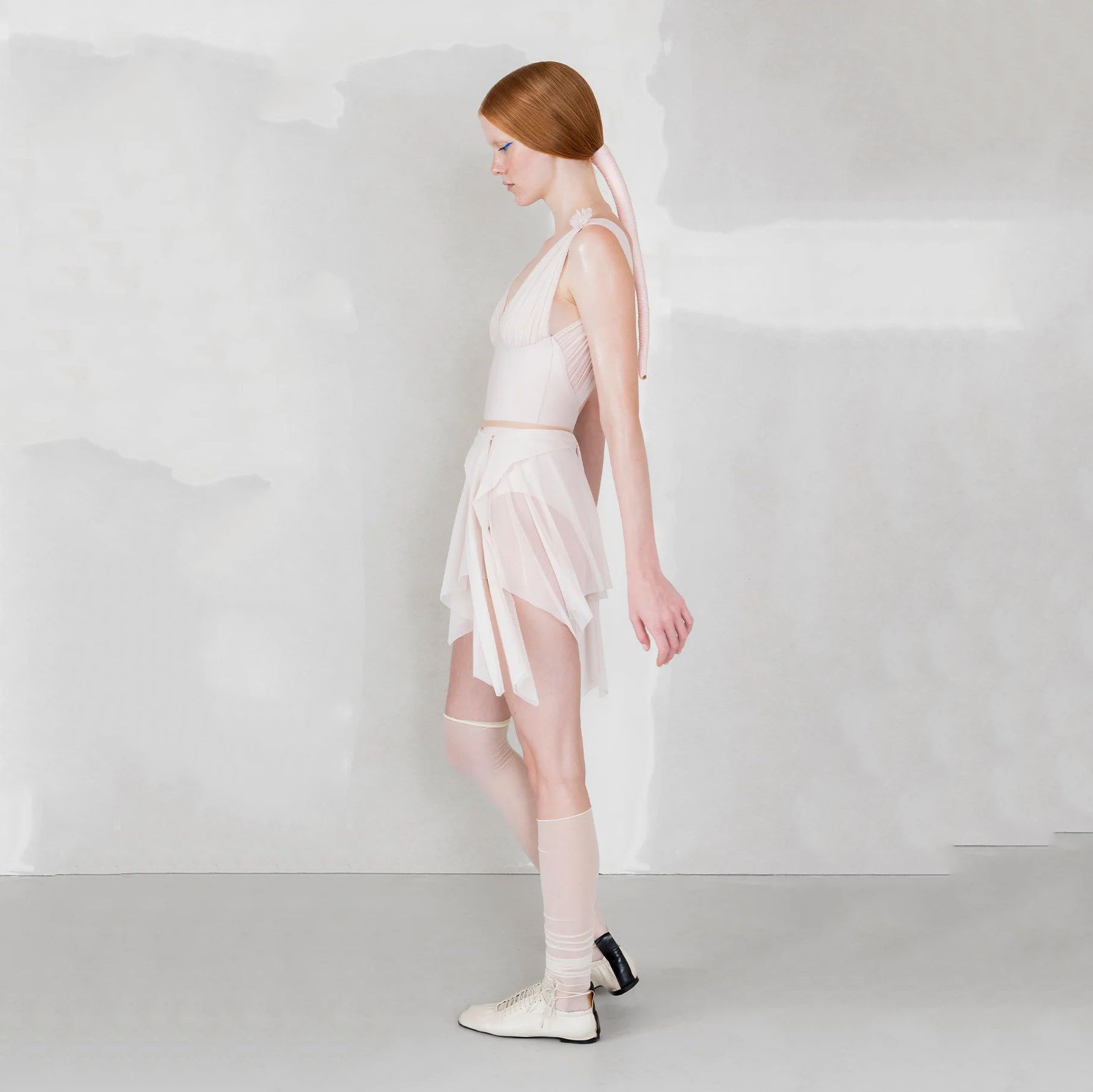 Women Pearl Blush "BOW" Ballet Skirt(251SK62FT/pearl blush)