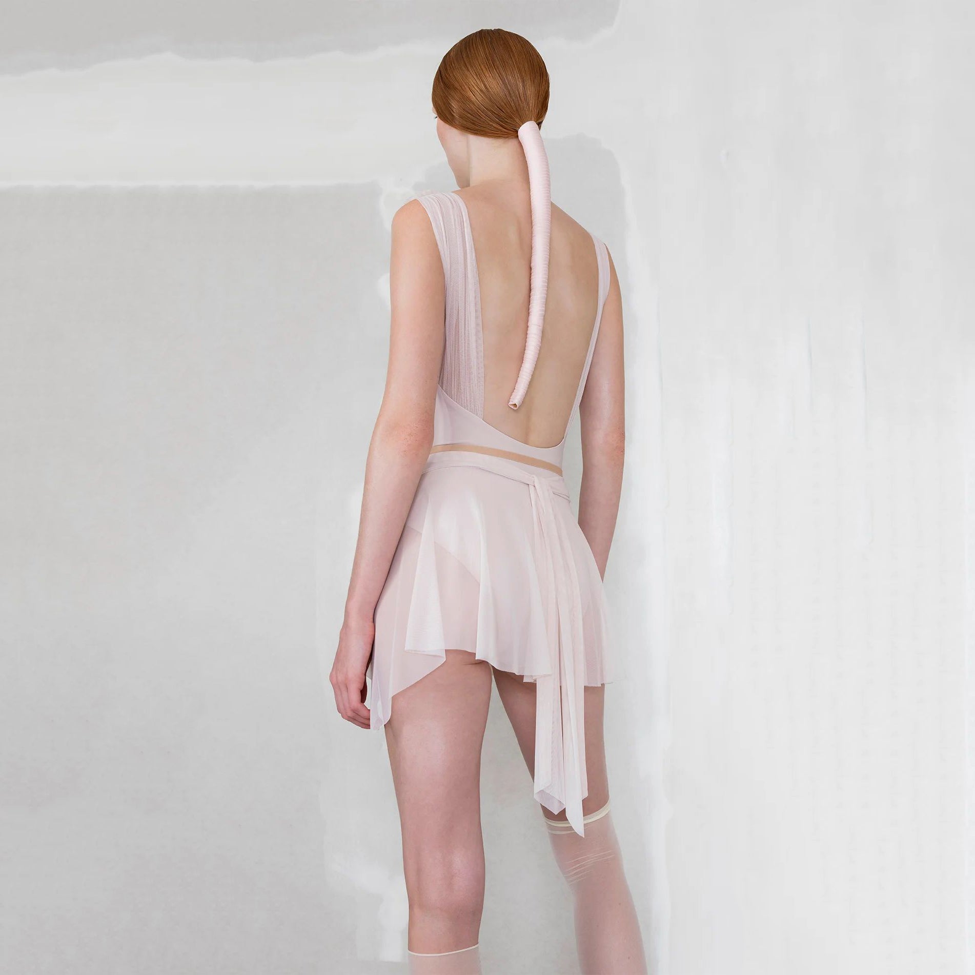 Women Pearl Blush "BOW" Ballet Skirt(251SK62FT/pearl blush)