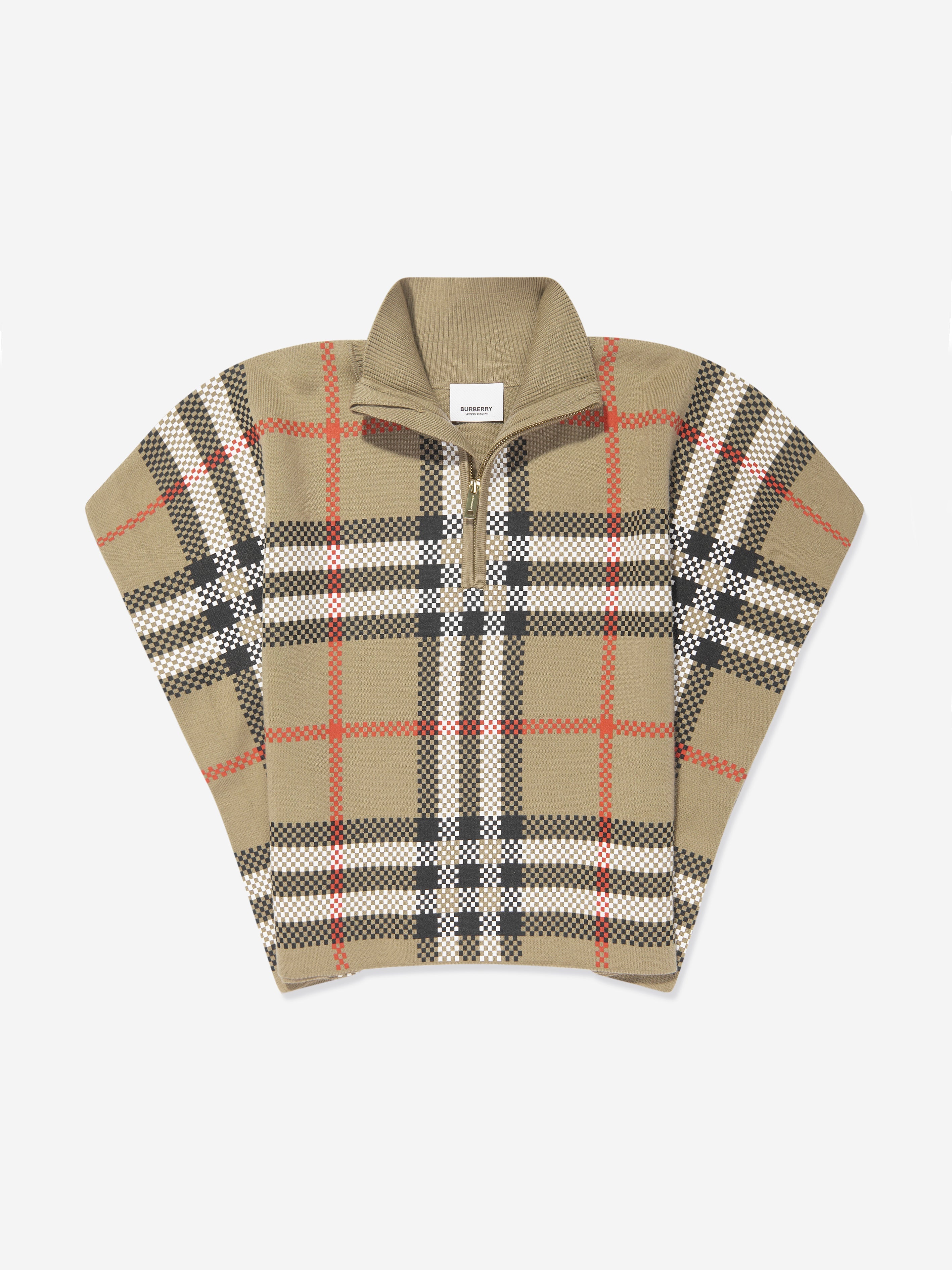 Girls Ginny Cape in Archive Beige Check