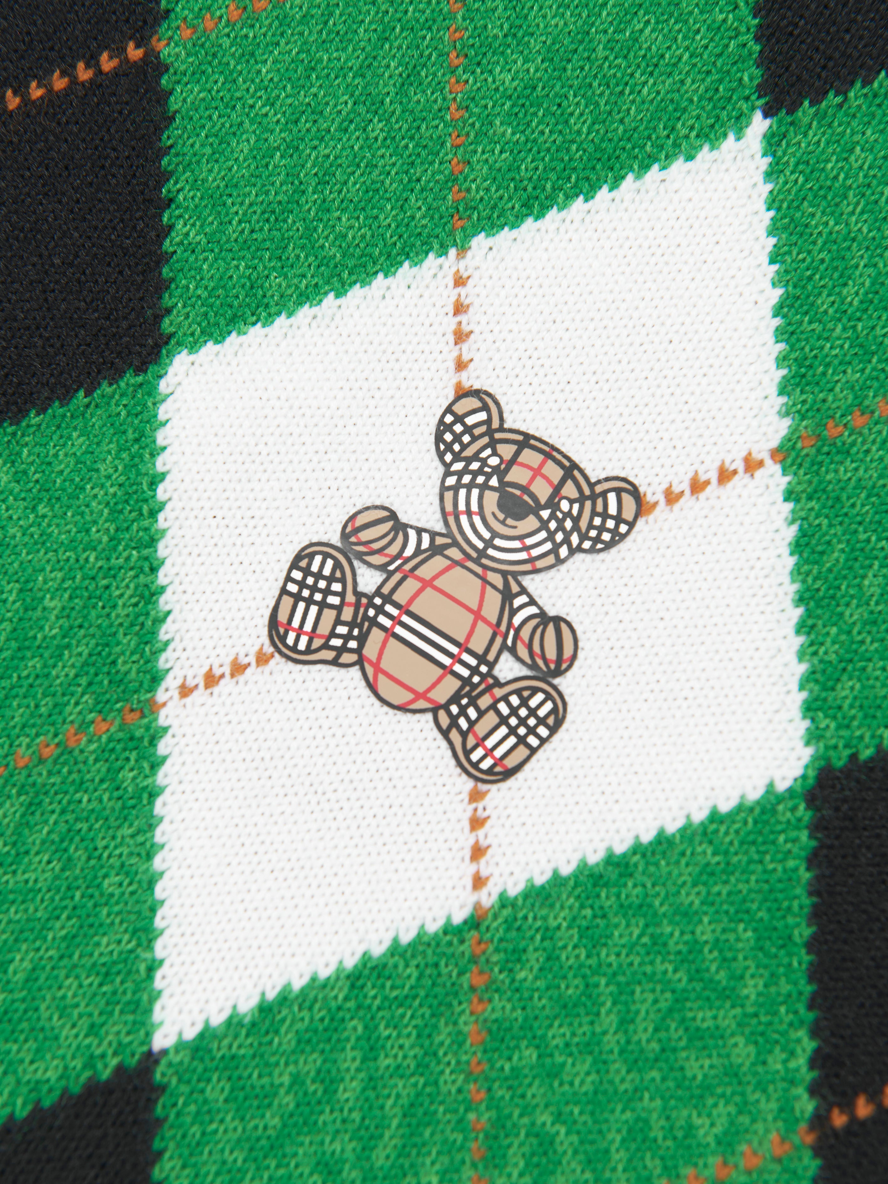 Boys Argyle Bear Sweatshirt in Green
