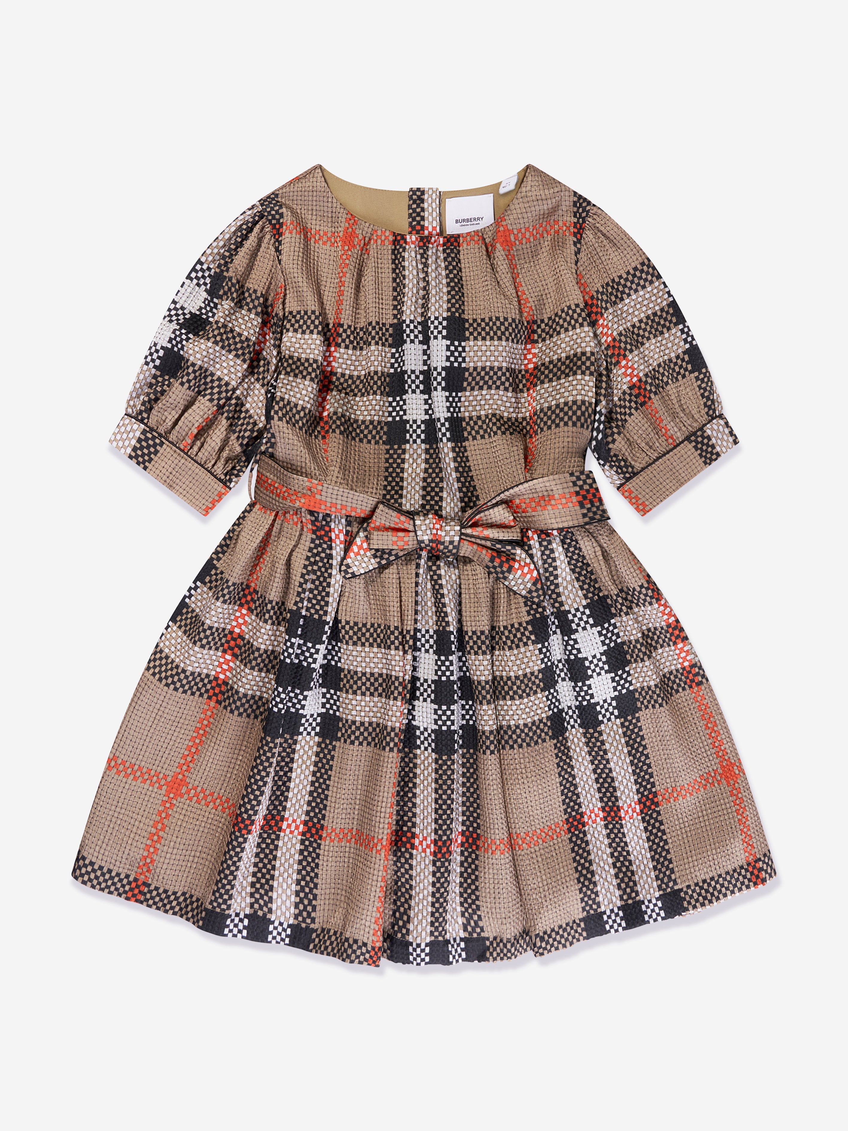 Girls Marva Check Dress in Archive Beige