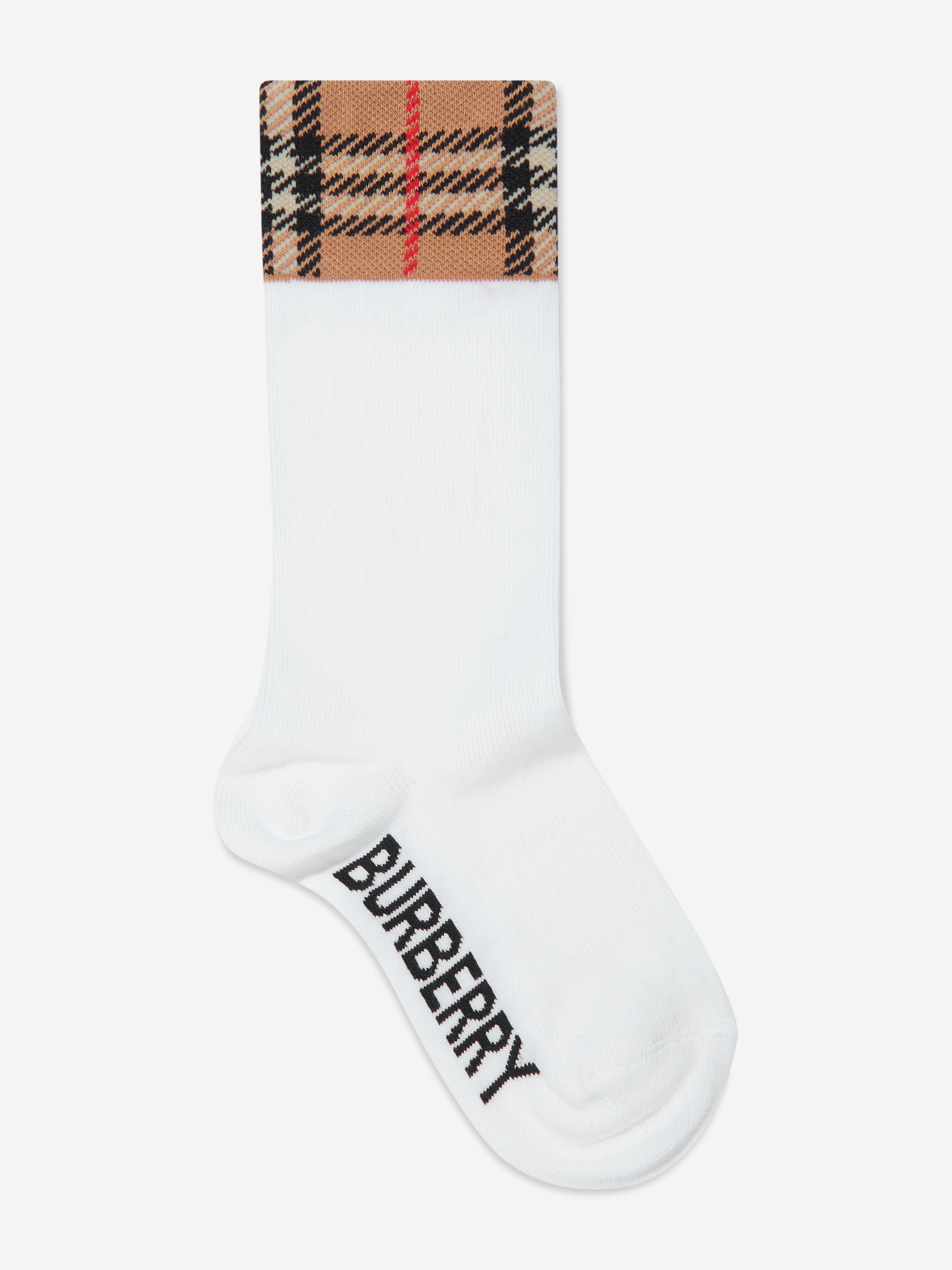 Kids Check Cuff Socks Set in Black