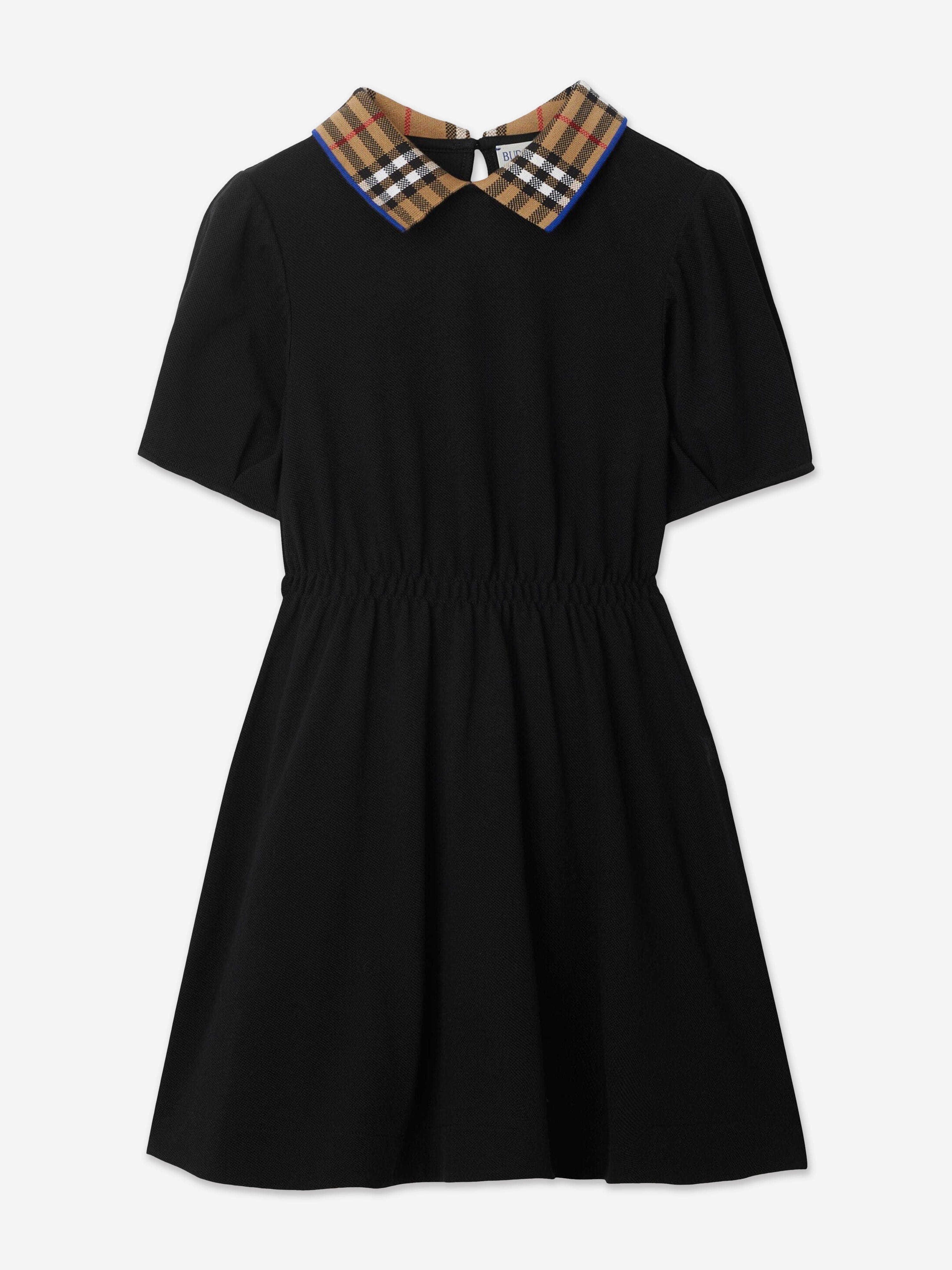 Burberry Girls Alesea Check Rib Dress in Black