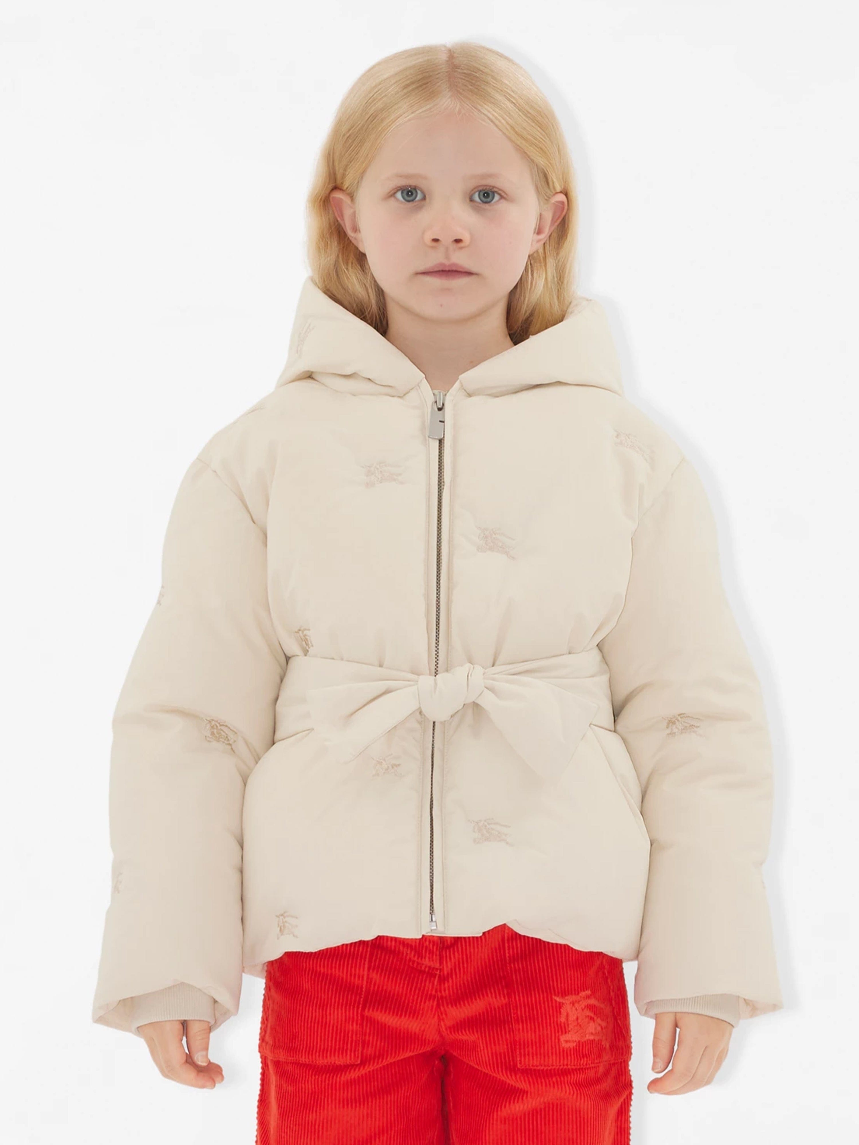 Burberry Girls Clara Puffer Jacket in Ivory
