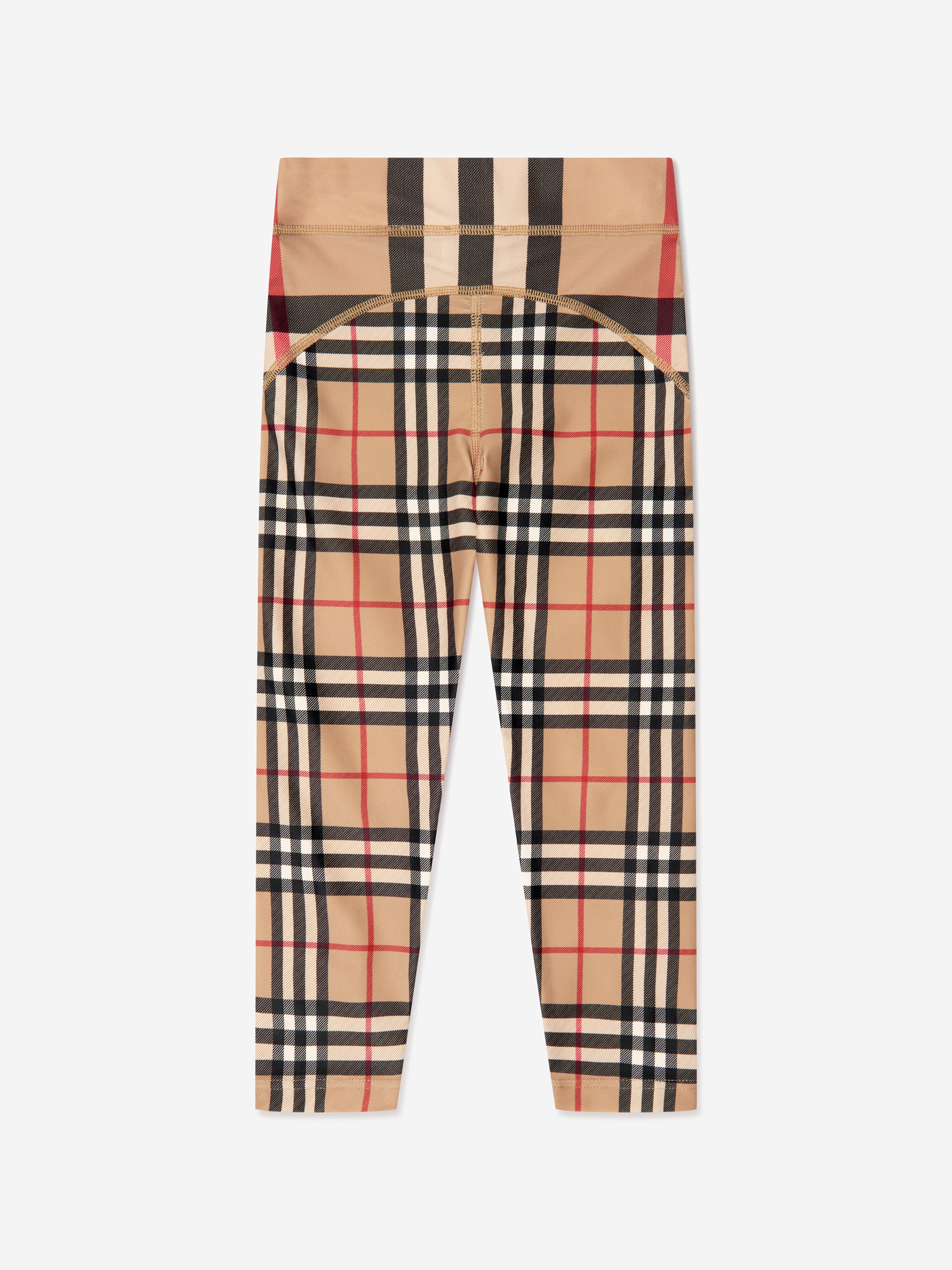 Girls Isabella Check Leggings in Beige