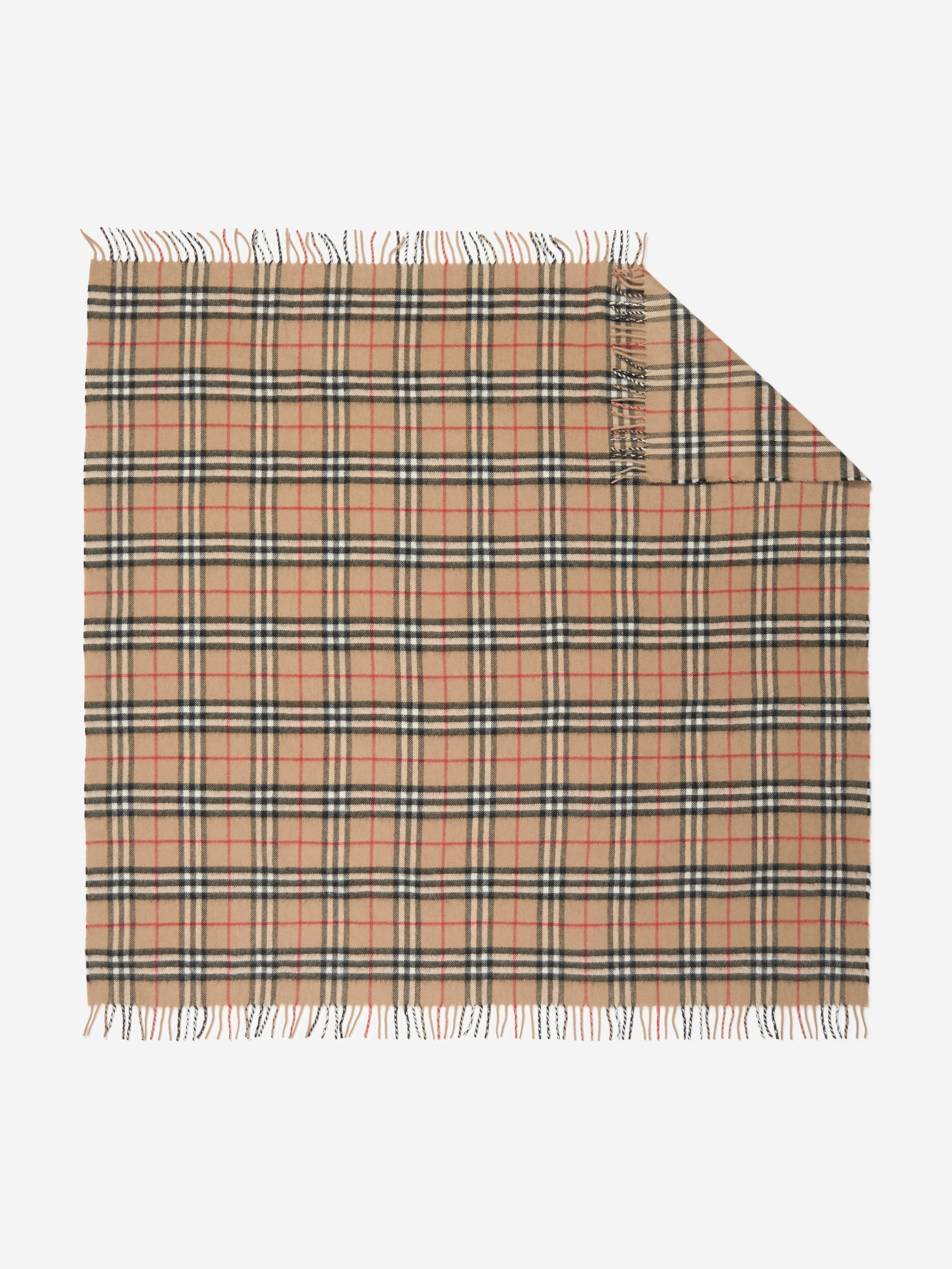 Baby Vintage Check Cashmere Blanket in Beige