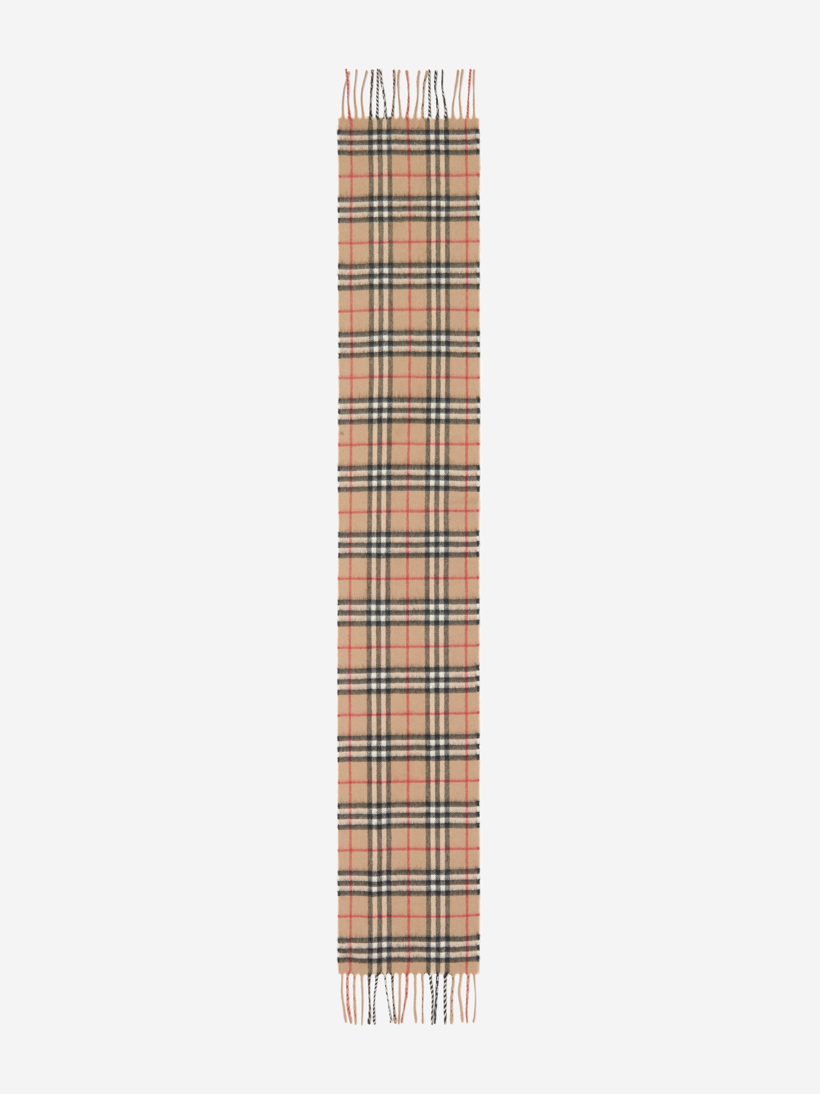 Kids Vintage Check Cashmere Scarf in Beige