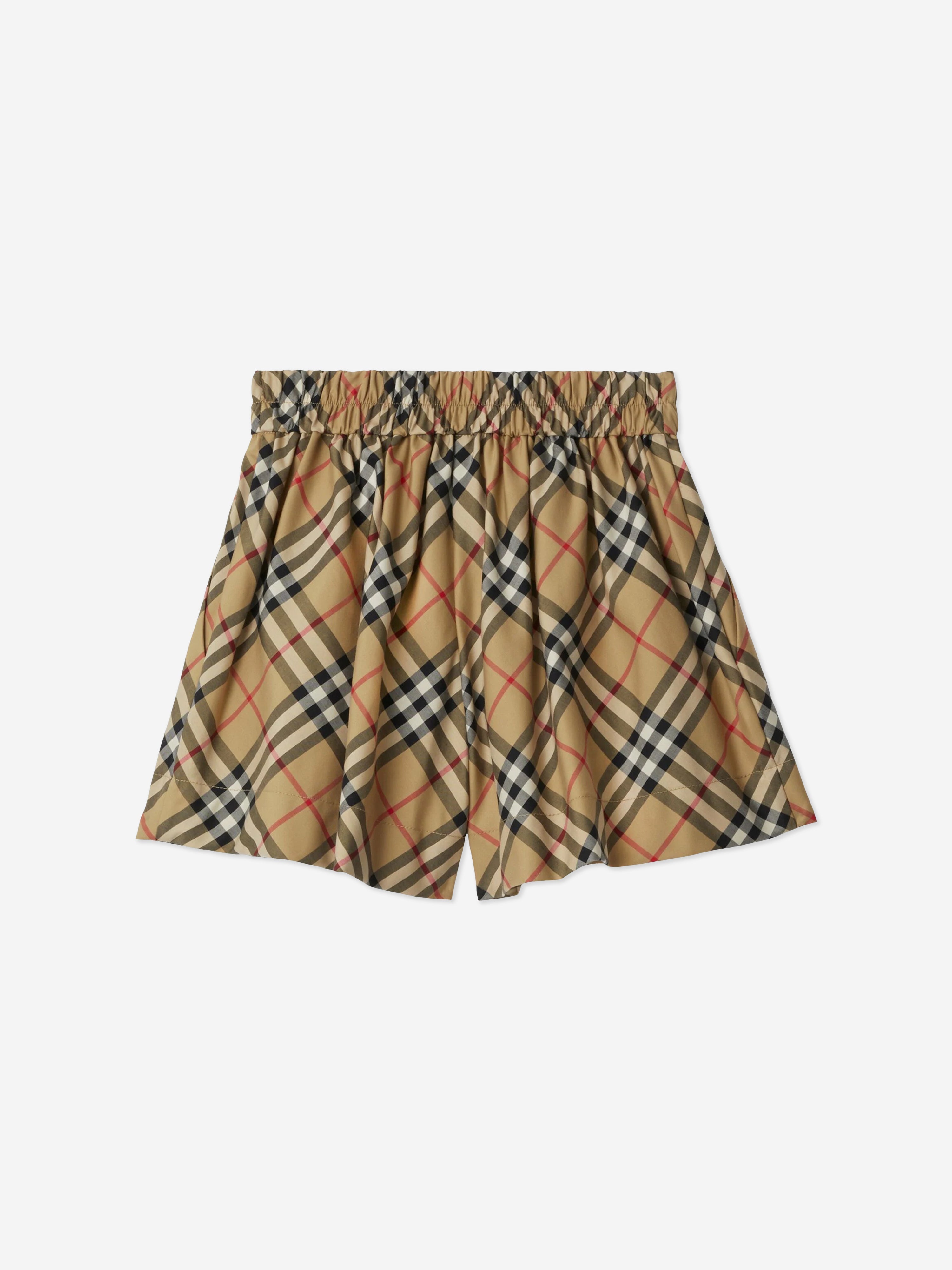 Girls Archive Check Marcy Shorts in Beige
