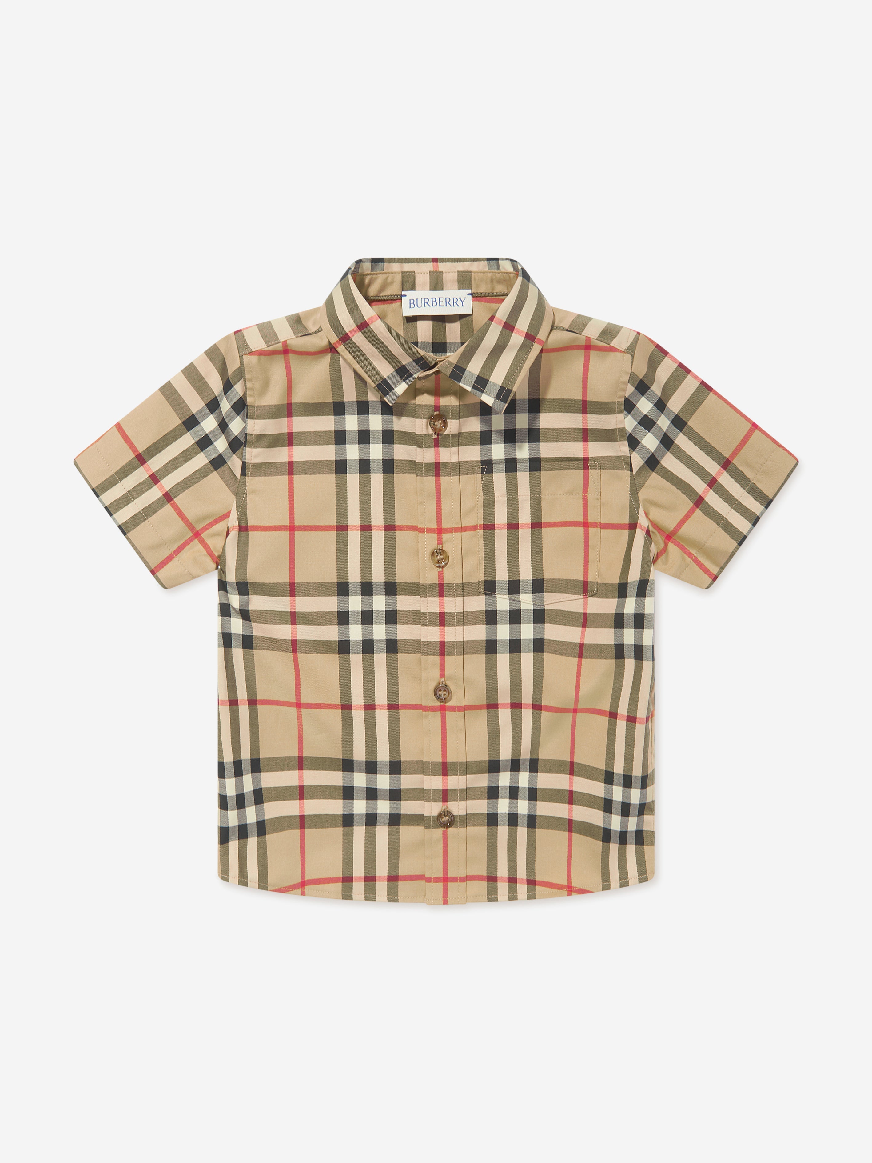 Baby Boys Check Mini Owen Shirt in Beige