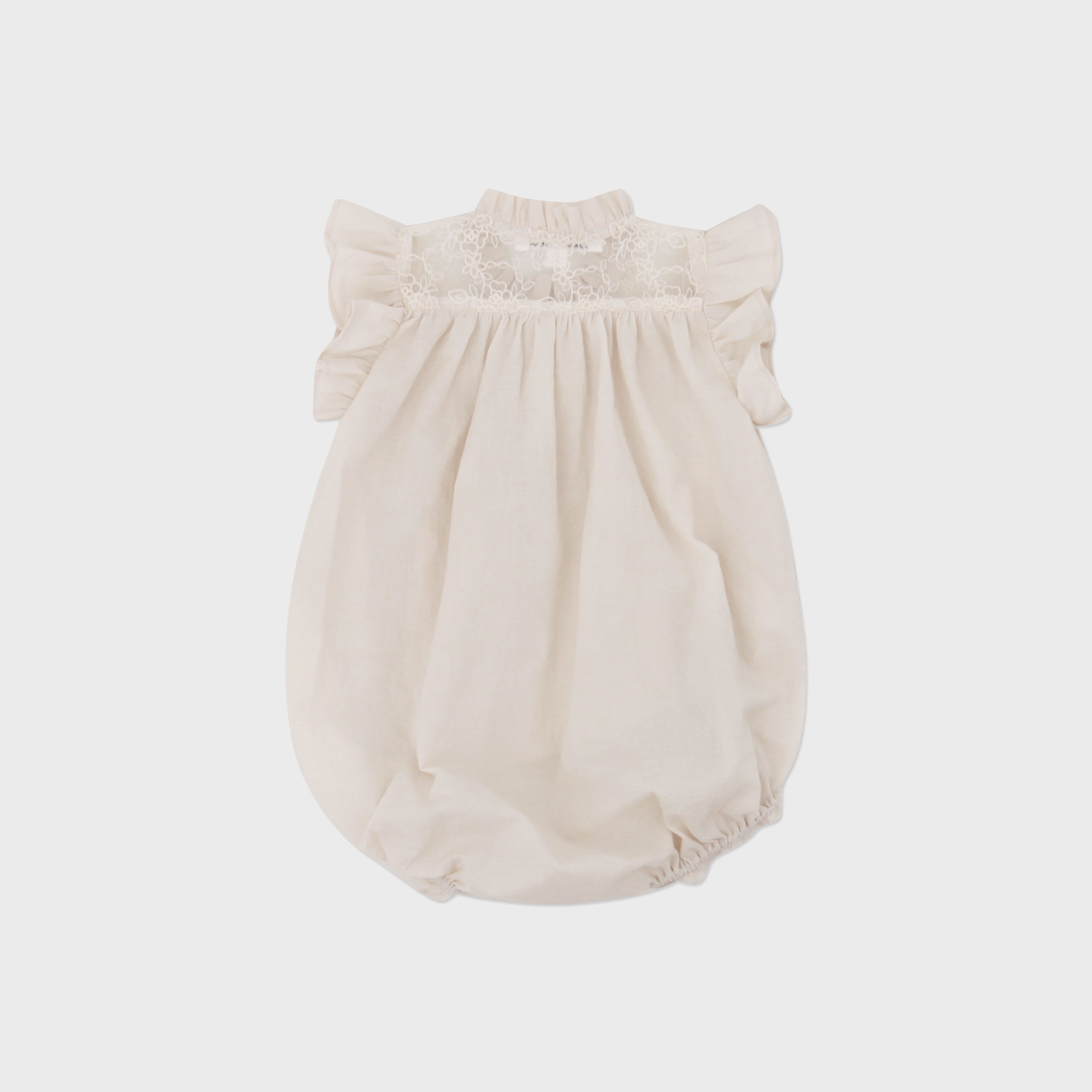Baby Girls Beige Lace Cotton Babysuit