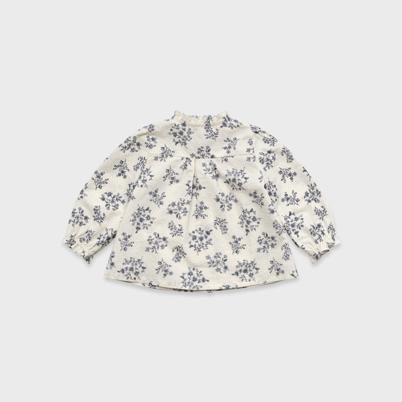 Chemisier en coton à fleurs bleu marine pour bébé fille