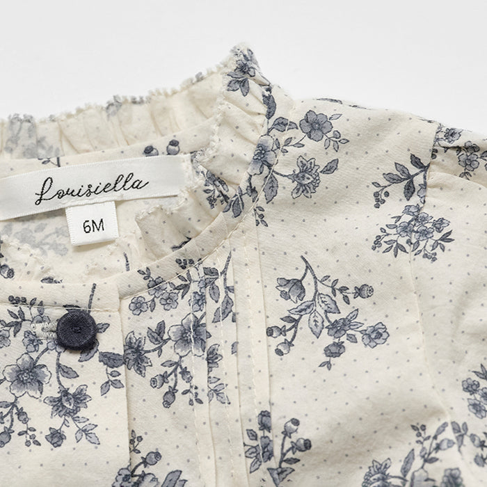 Chemisier en coton à fleurs bleu marine pour bébé fille