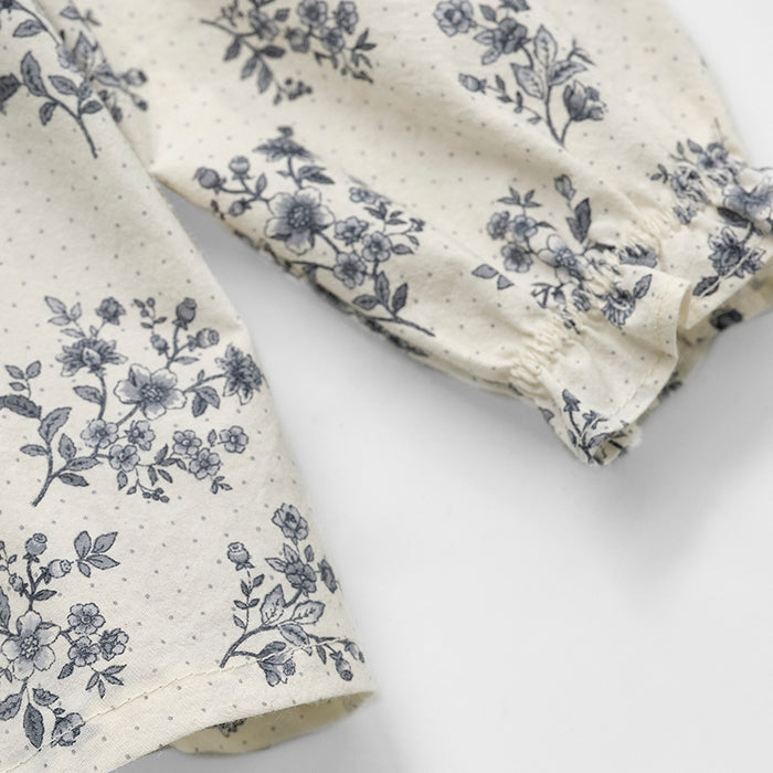 Chemisier en coton à fleurs bleu marine pour bébé fille