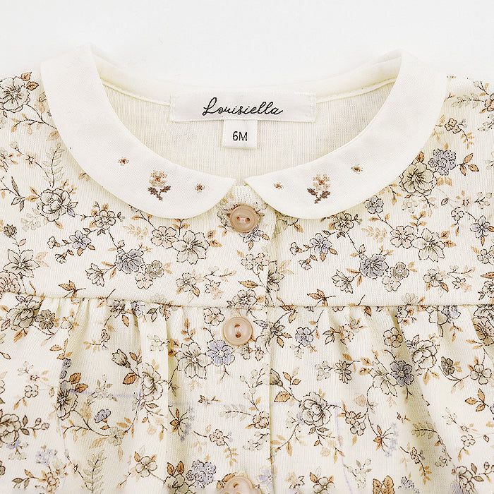 Grenouillère Bébé Fille Coton Imprimé Floral Blanc
