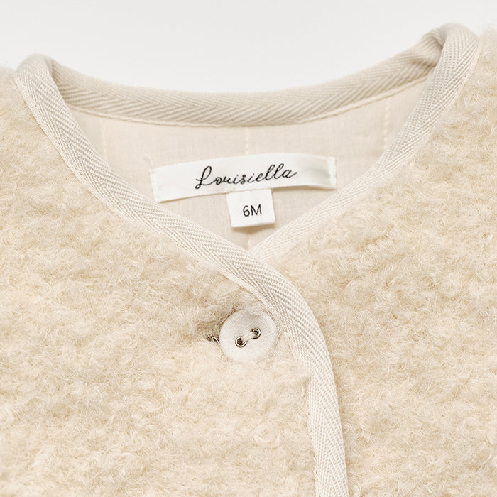 Blouson rembourré en polaire Sherpa blanc pour bébé fille