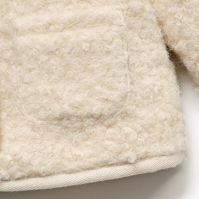Blouson rembourré en polaire Sherpa blanc pour bébé fille