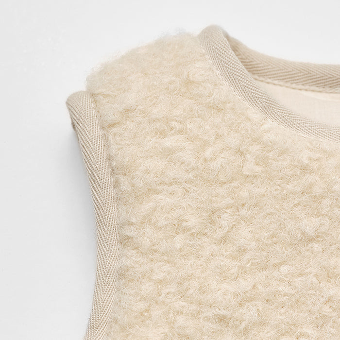 Gilet rembourré en molleton sherpa blanc pour bébés filles