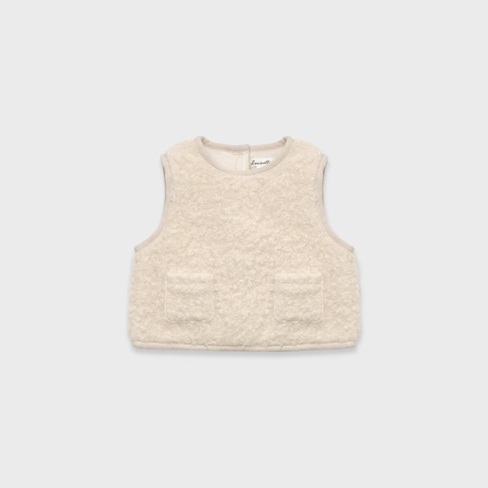 Gilet rembourré en molleton sherpa blanc pour bébés filles