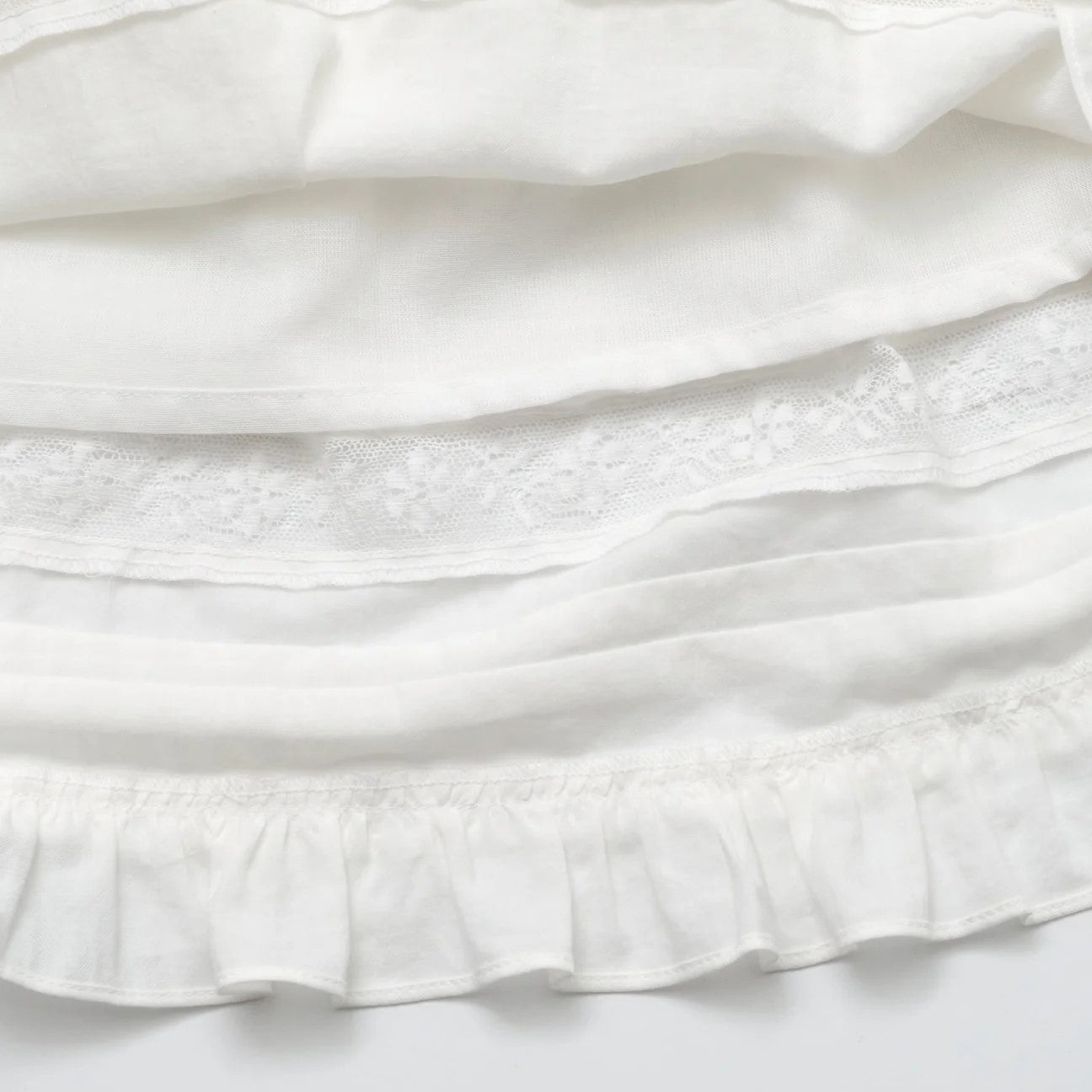 Girls White Cotton Skirt