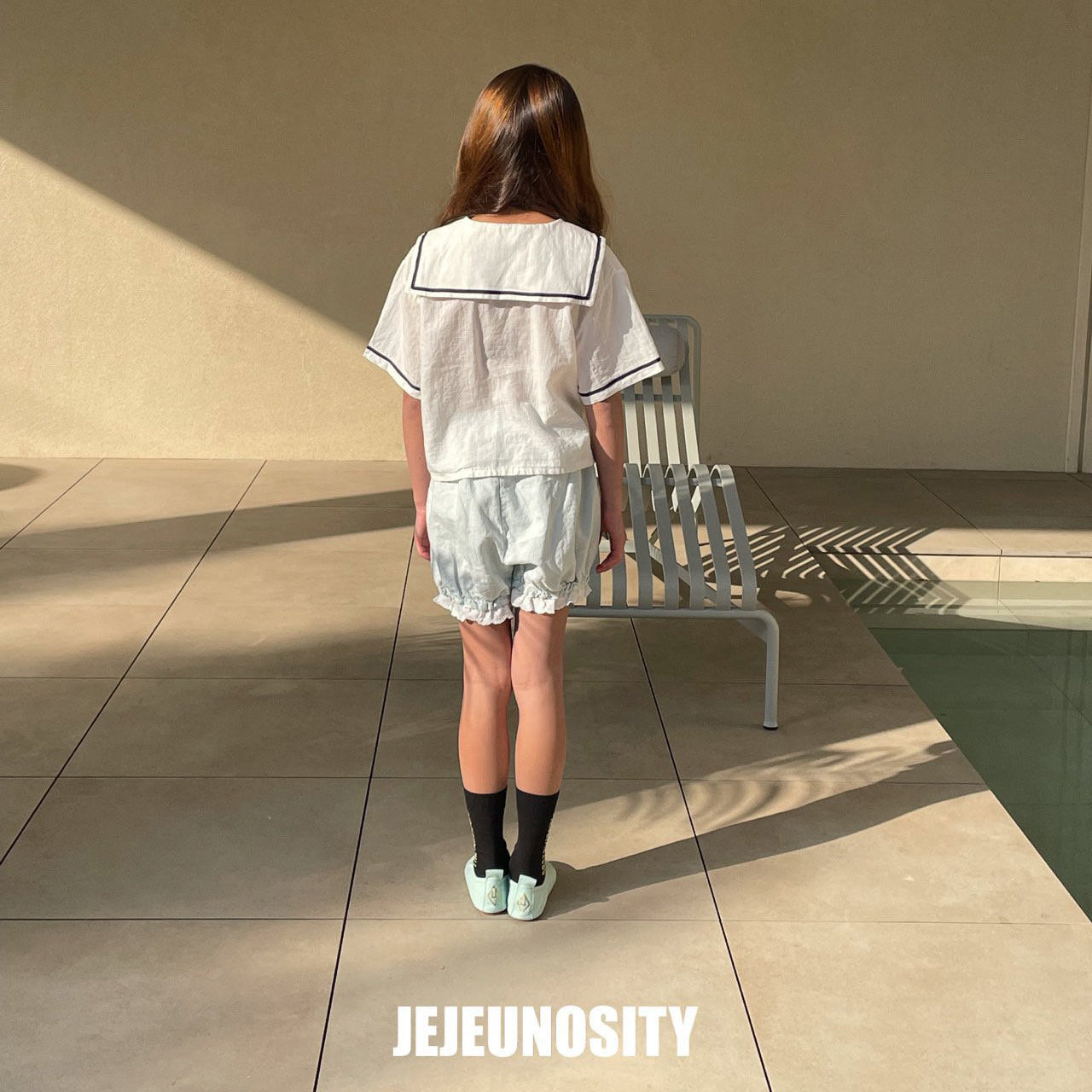 Girls White Cotton Shorts
