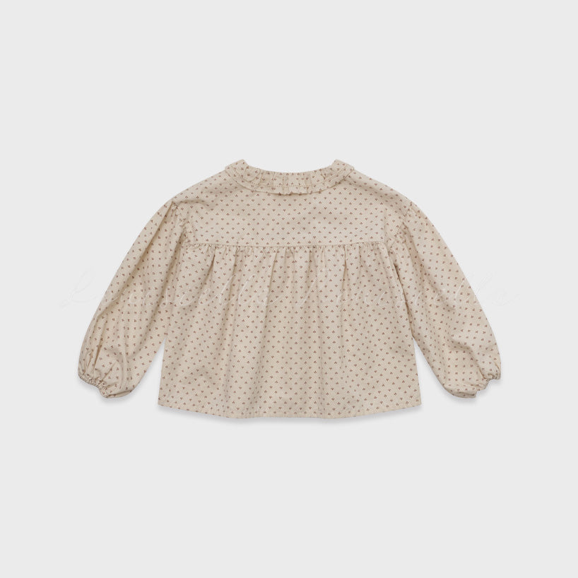Girls Beige Printed Cotton Blouse