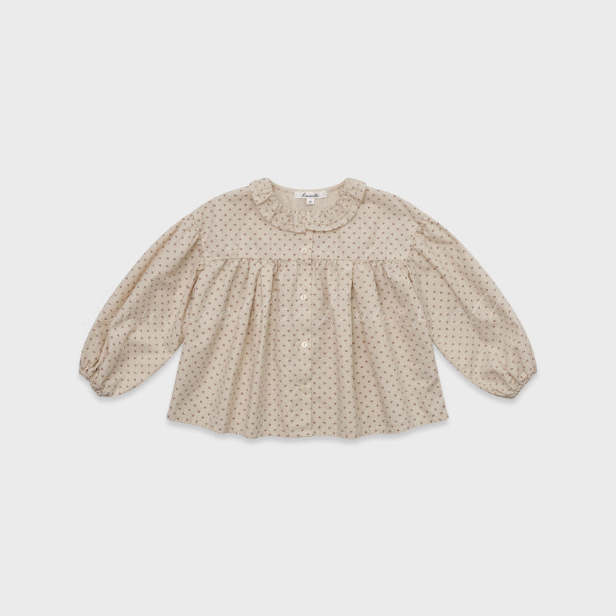 Girls Beige Printed Cotton Blouse