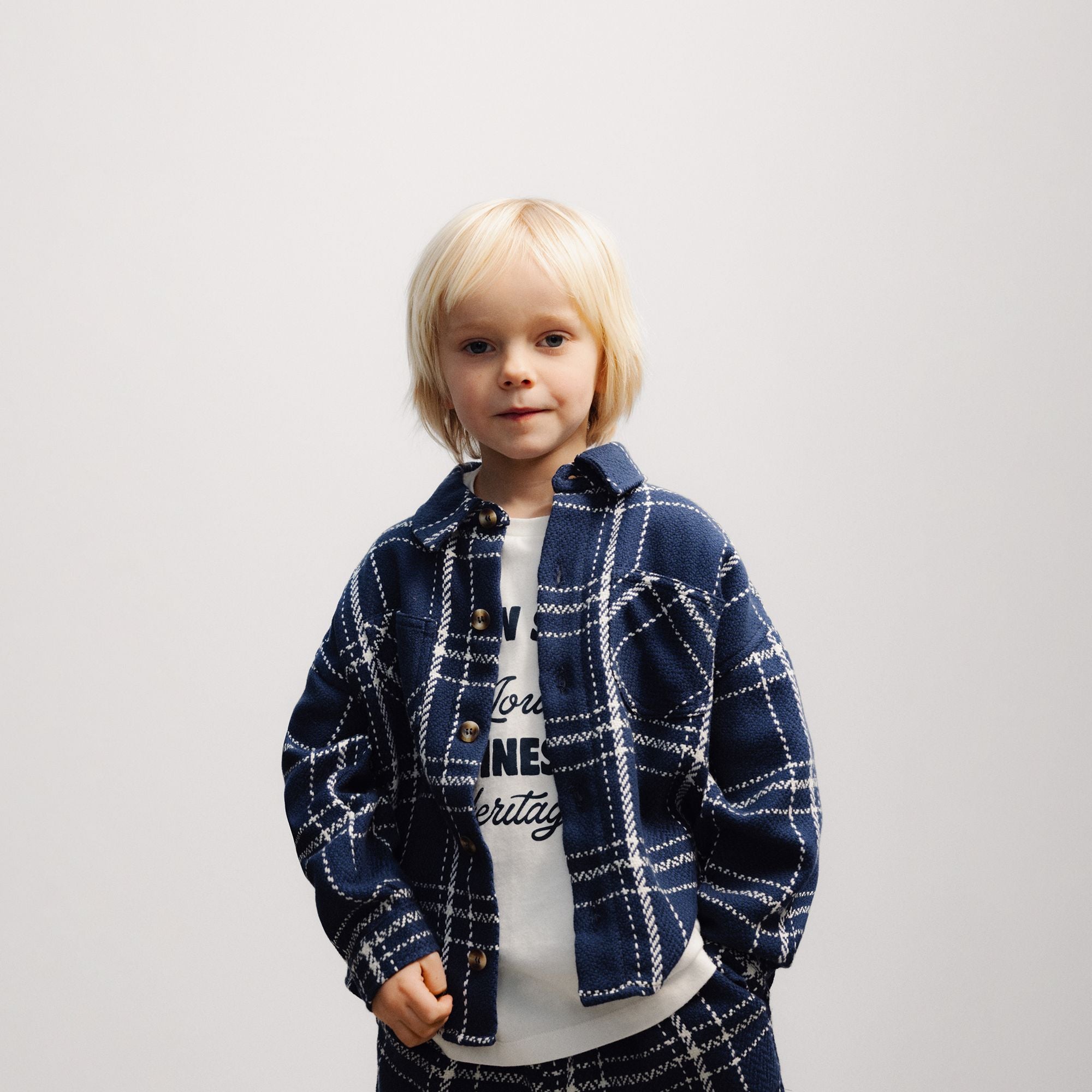 Boys & Girls Blue Check Cotton Shirt