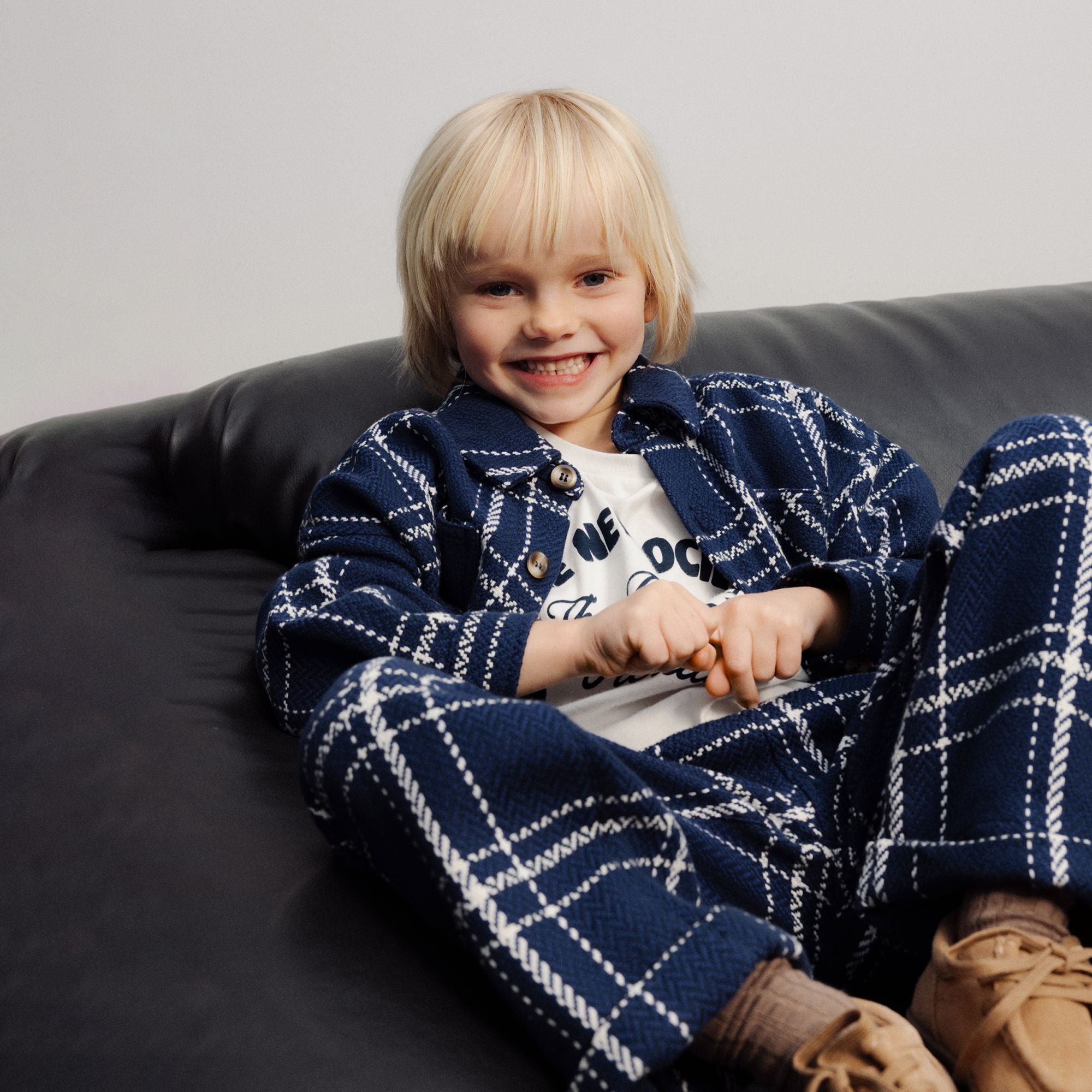 Boys & Girls Blue Check Cotton Shirt