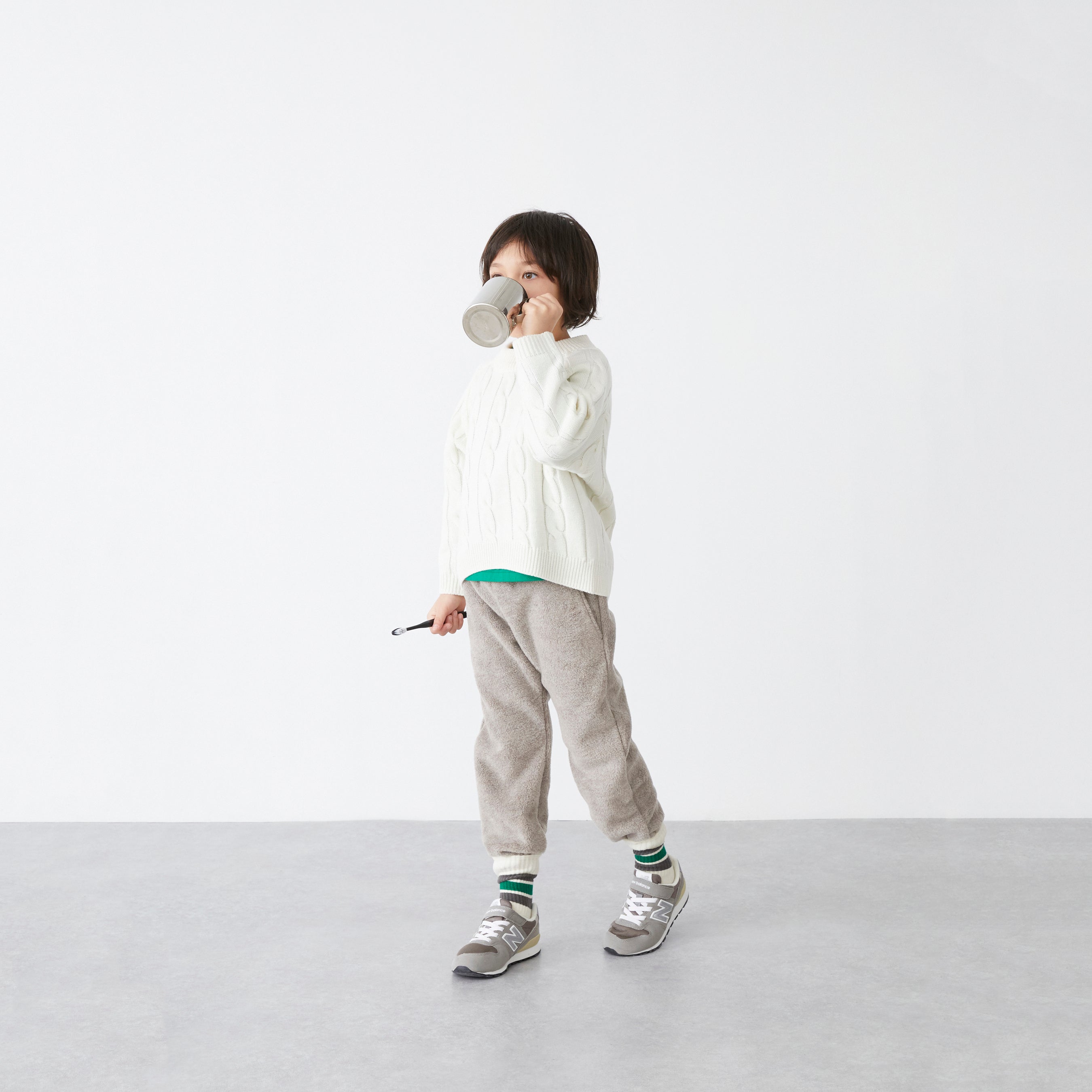 Boys & Girls Beige Fleece Trousers