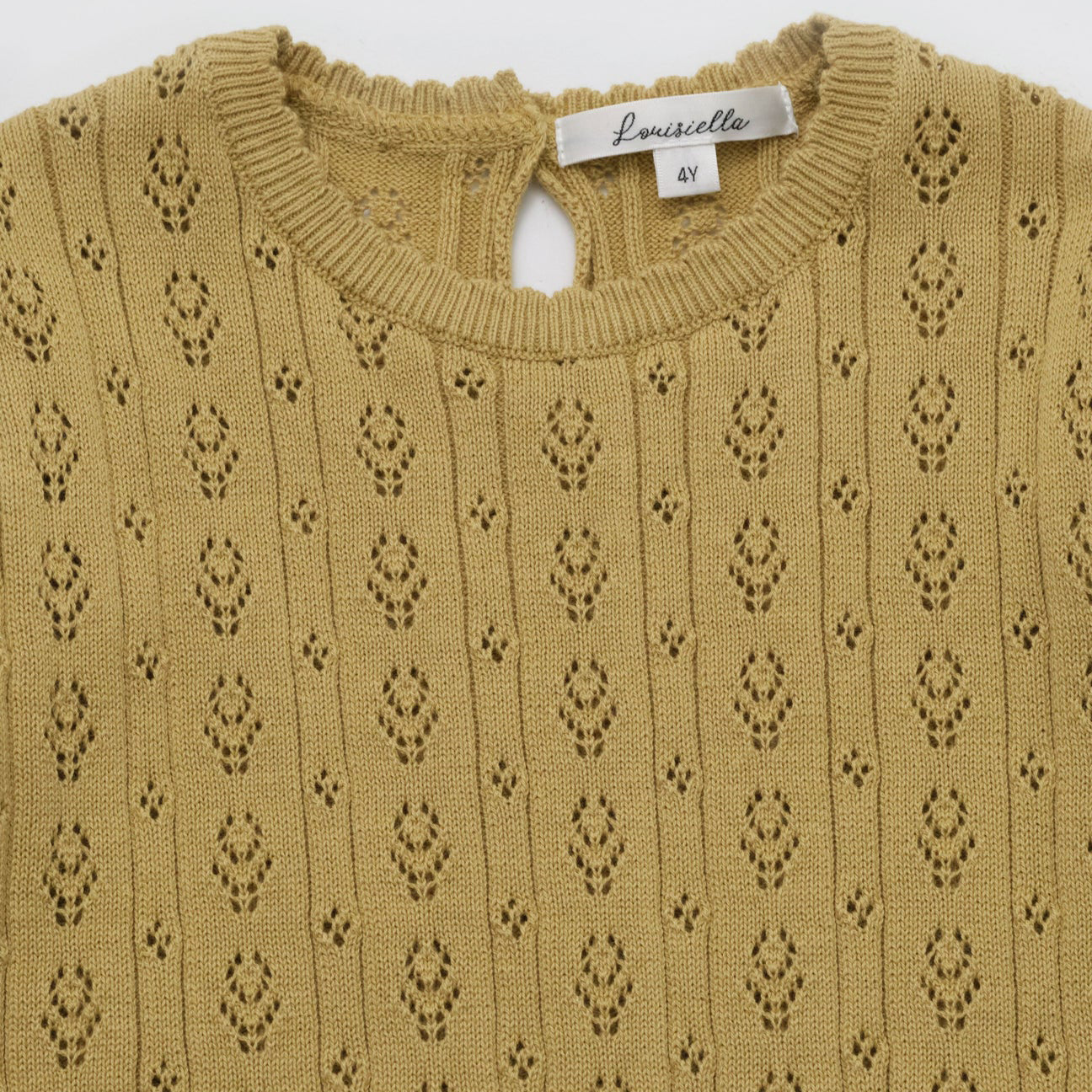 Girls Olive Cotton Knit Pullover