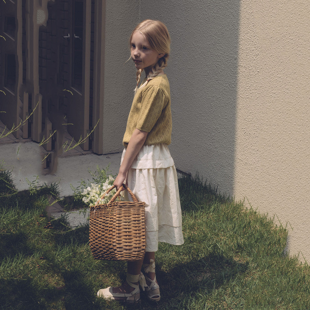 Girls Olive Cotton Knit Pullover