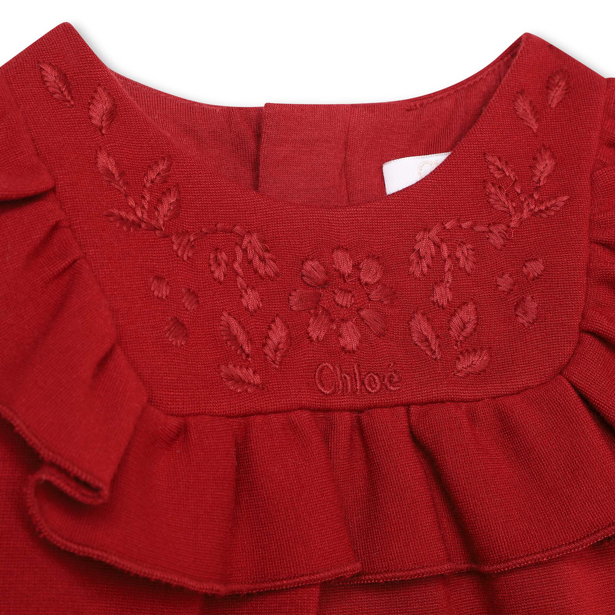 Baby Girls Red Embroidered Dress