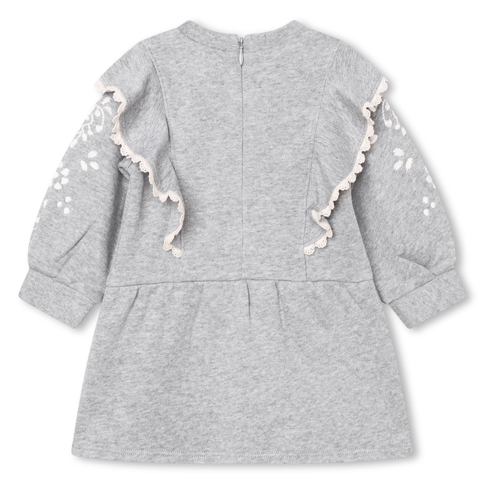 Baby Girls Grey Embroidered Cotton Dress
