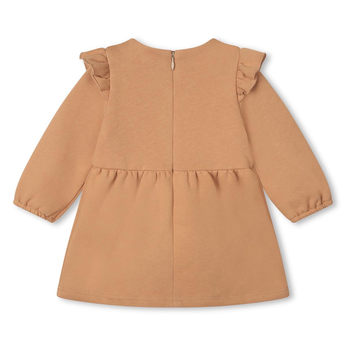 Baby Girls Beige Embroidered Cotton Dress