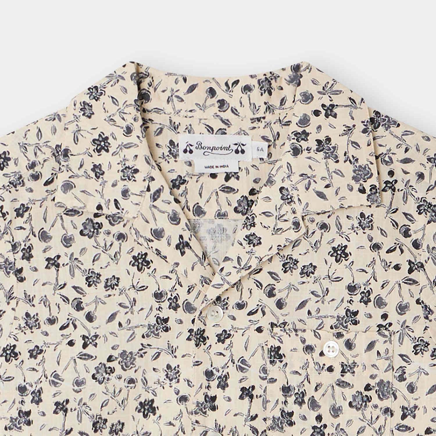 Boys Grey Floral Cotton Shirt