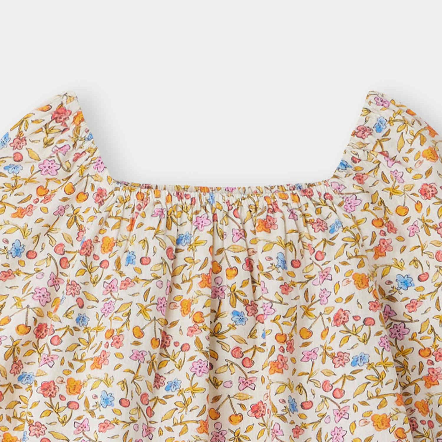 Girls Orange Floral Cotton Top