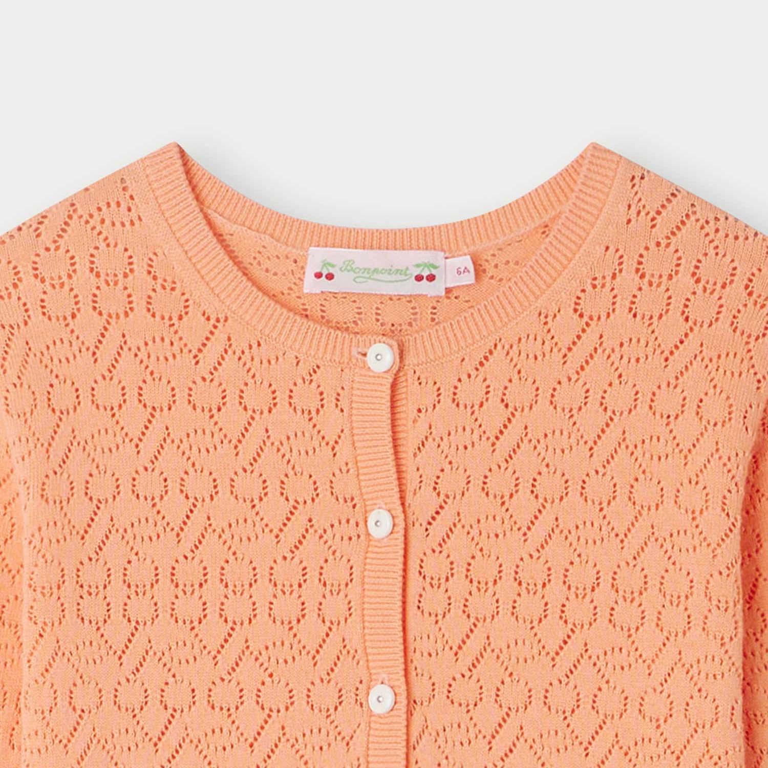 Girls Apricot Hollow Logo Cotton Cardigan