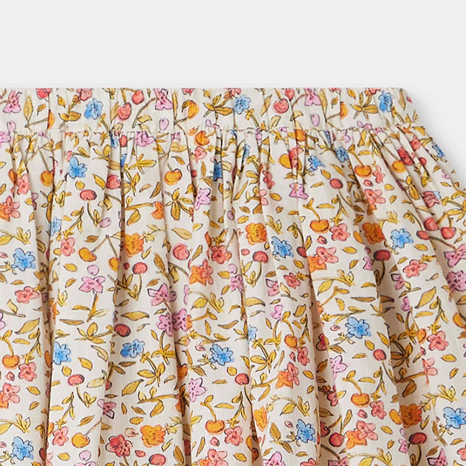 Girls Orange Floral Cotton Skirt