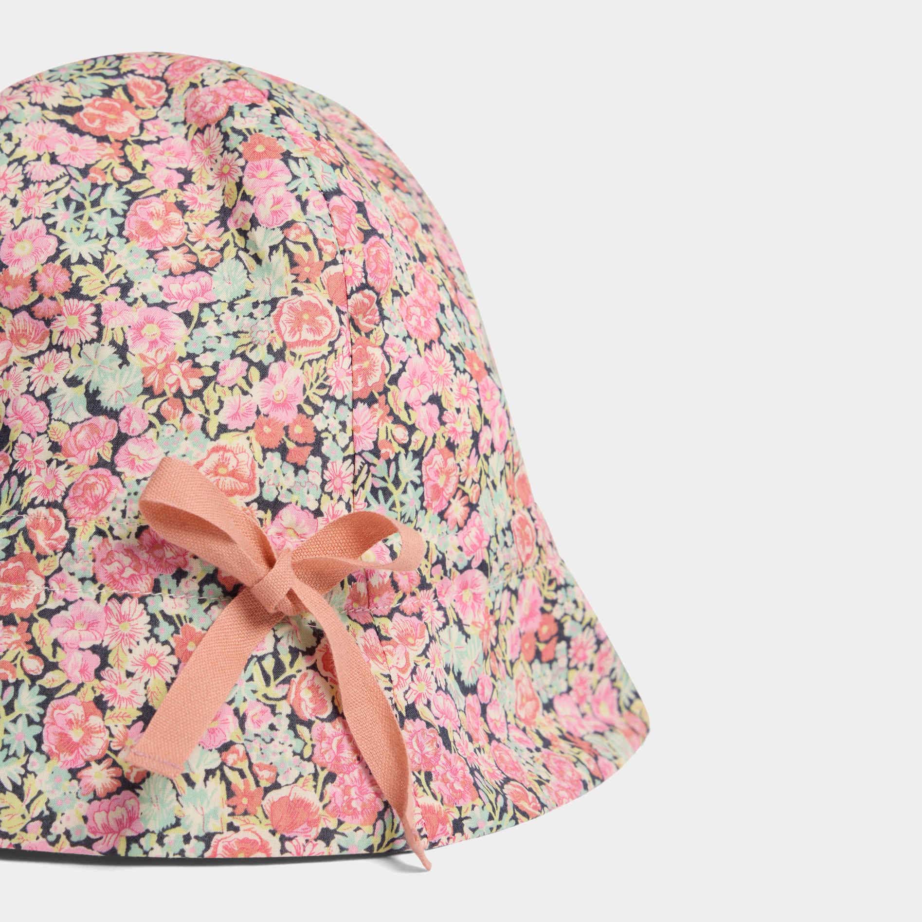 Baby Girls Pink Floral Cotton Hat