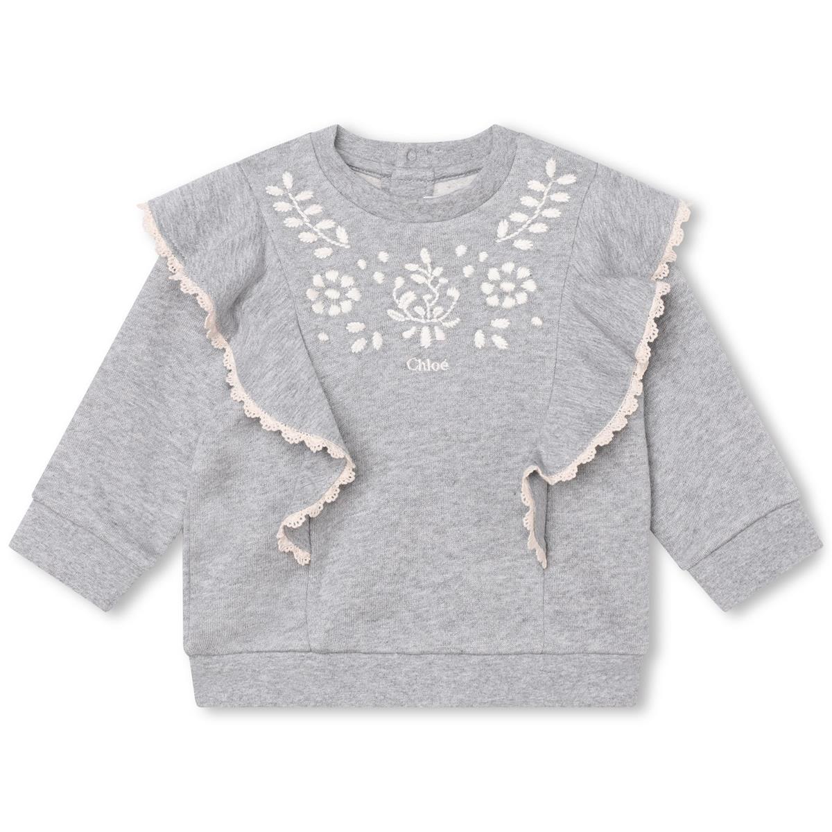 Baby Girls Grey Embroidered Sweatshirt
