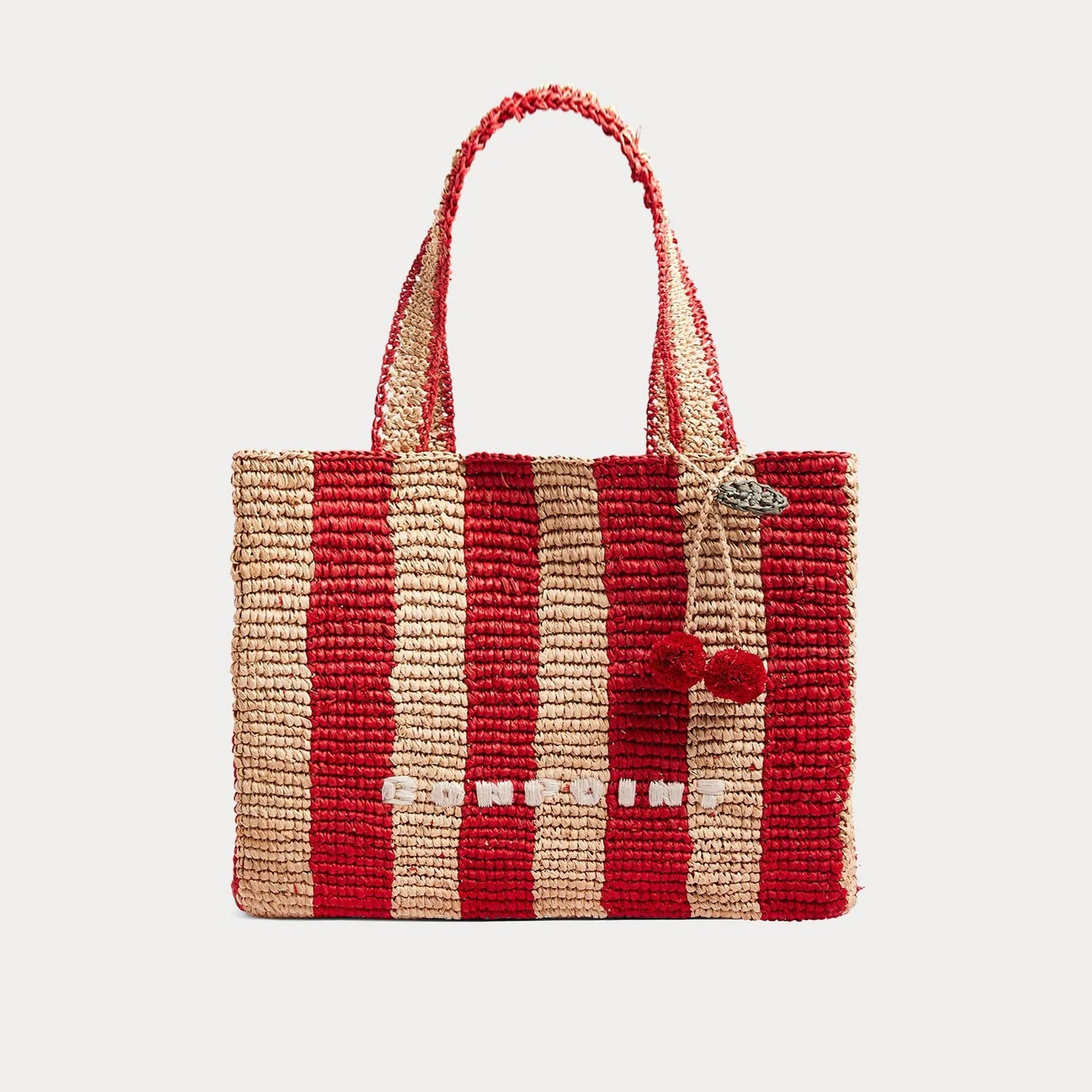 Girls Poppy Stripes Raffia Handbag(24x33x12cm)