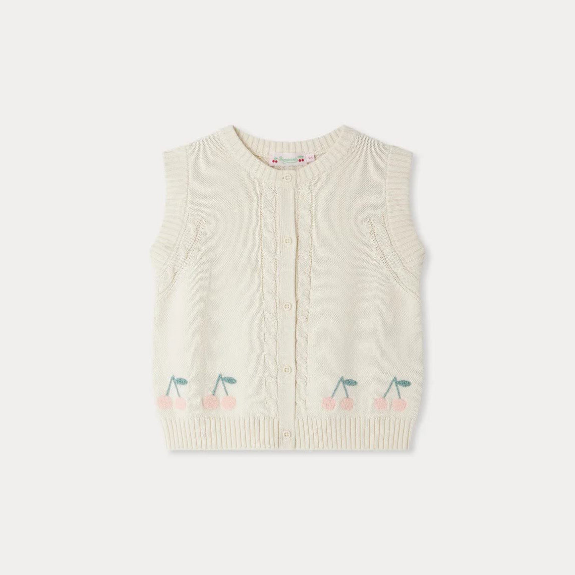 Girls White Cotton Gilet